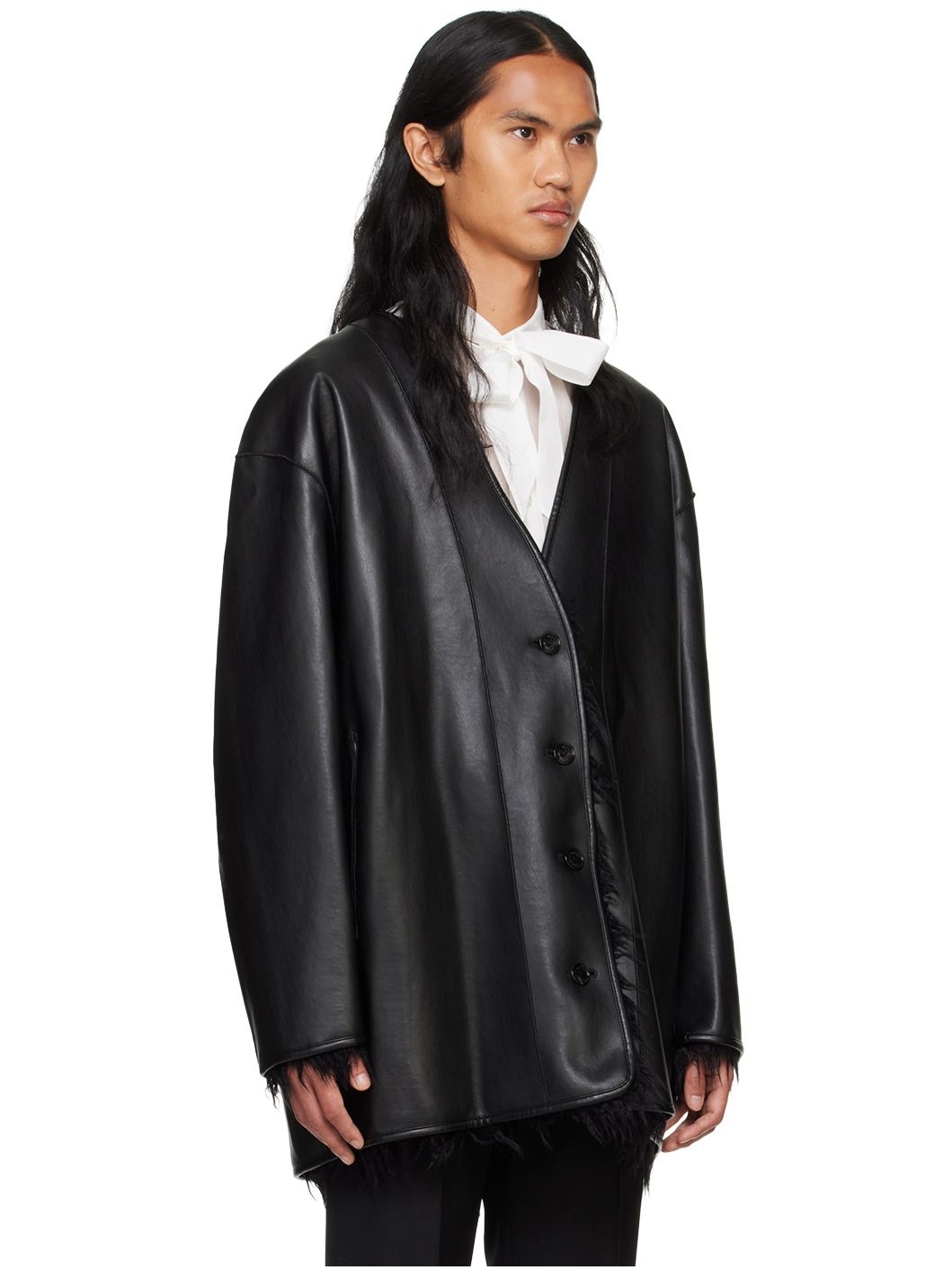 Black Faux-Leather & Faux-Fur Reversible Jacket - 2