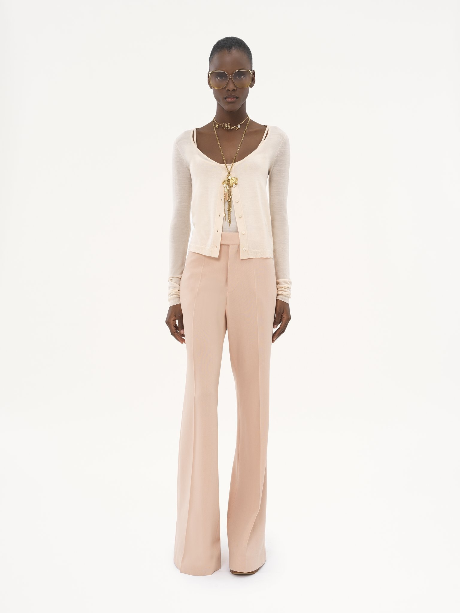 SCOOP-NECK FITTED CARDIGAN IN SUPERFINE WOOL KNIT - 3