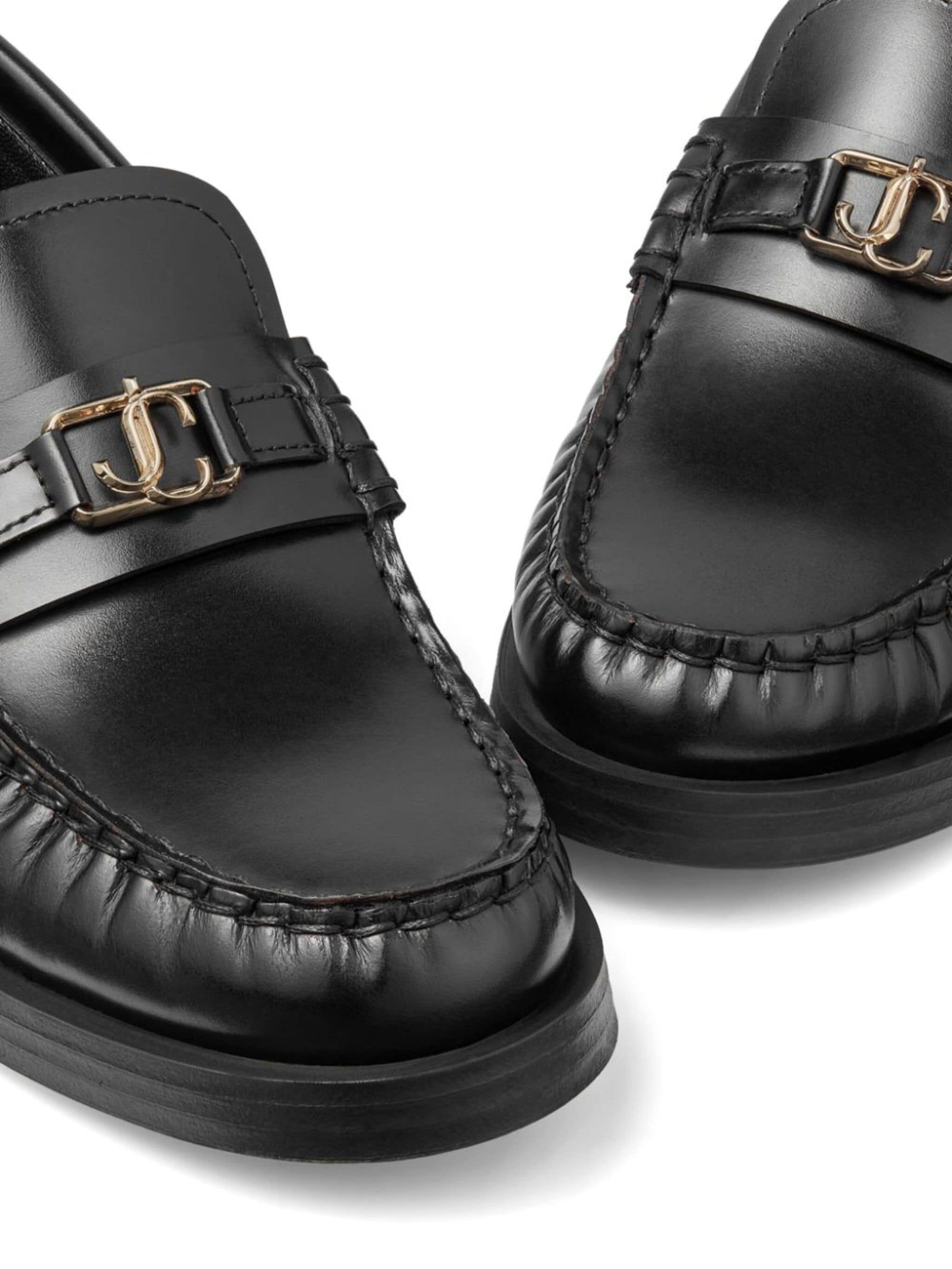 Addie logo-plaque leather loafers - 5