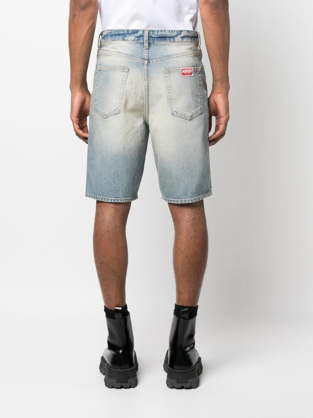 knee-length denim shorts - 4