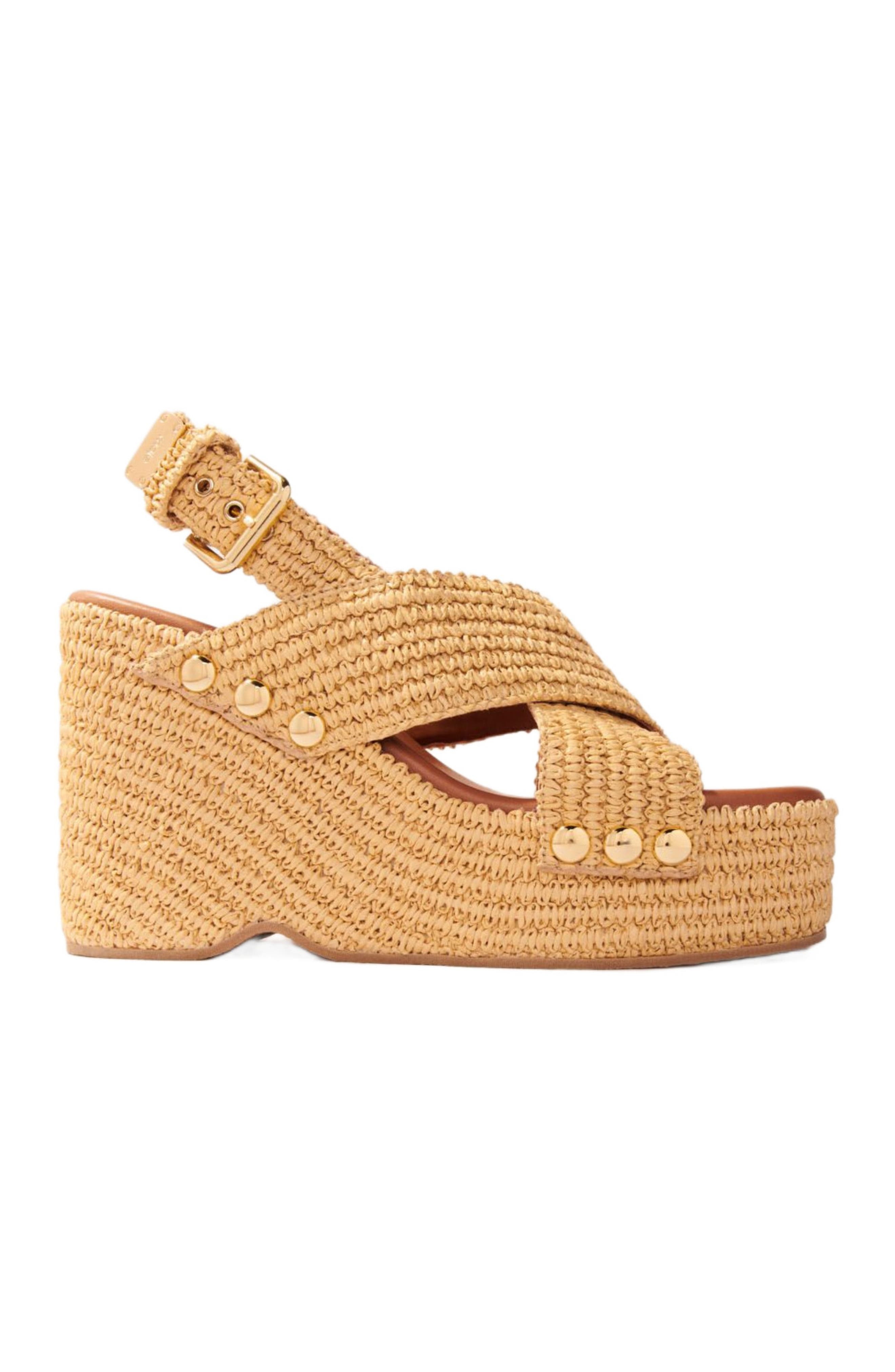 maje Wedge sandals with raffia effect in Beige Light at Nordstrom - 1