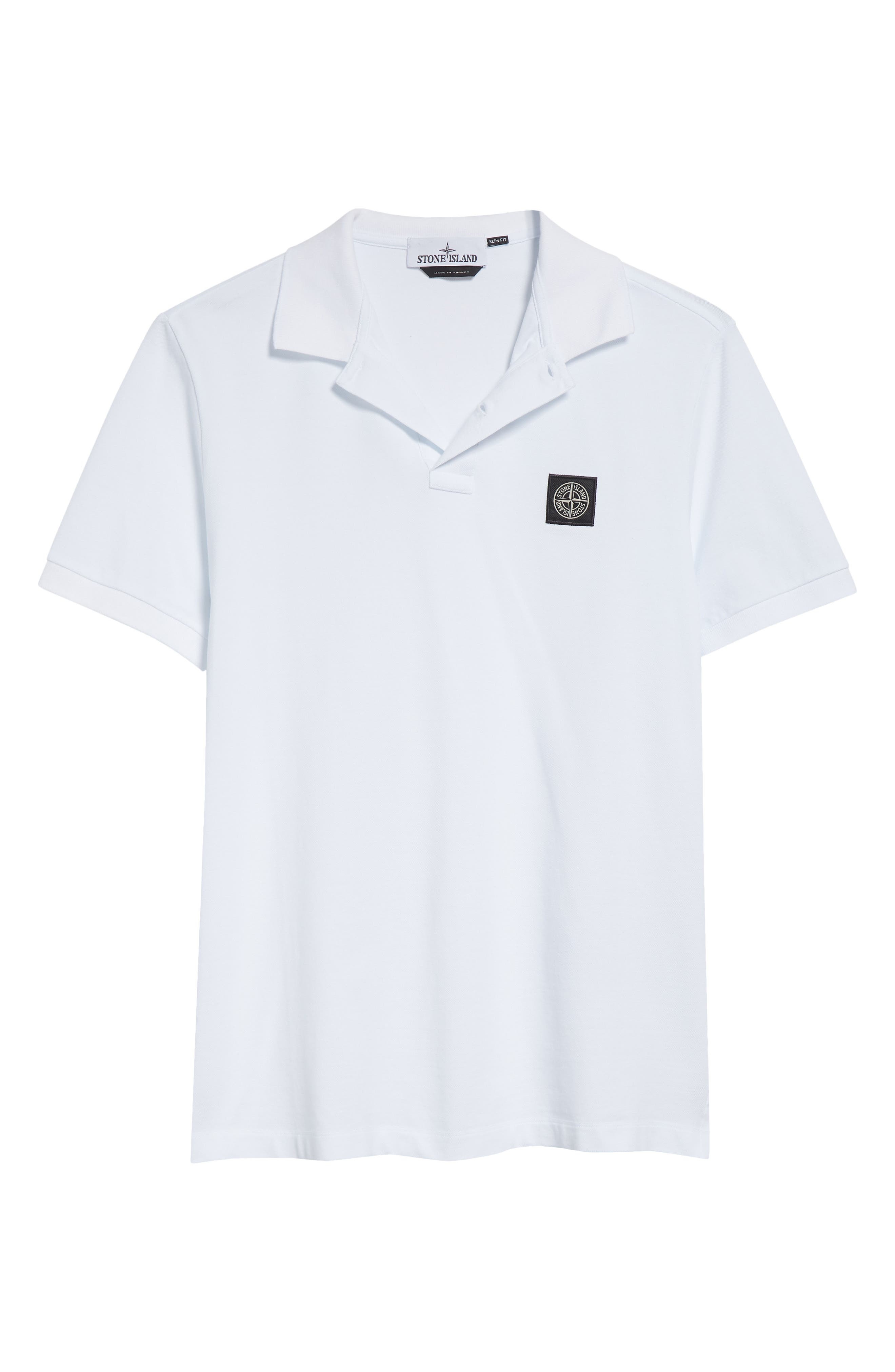 Stone Island 2SC18 Slim Fit Piqué Polo in V1001 White at Nordstrom - 5