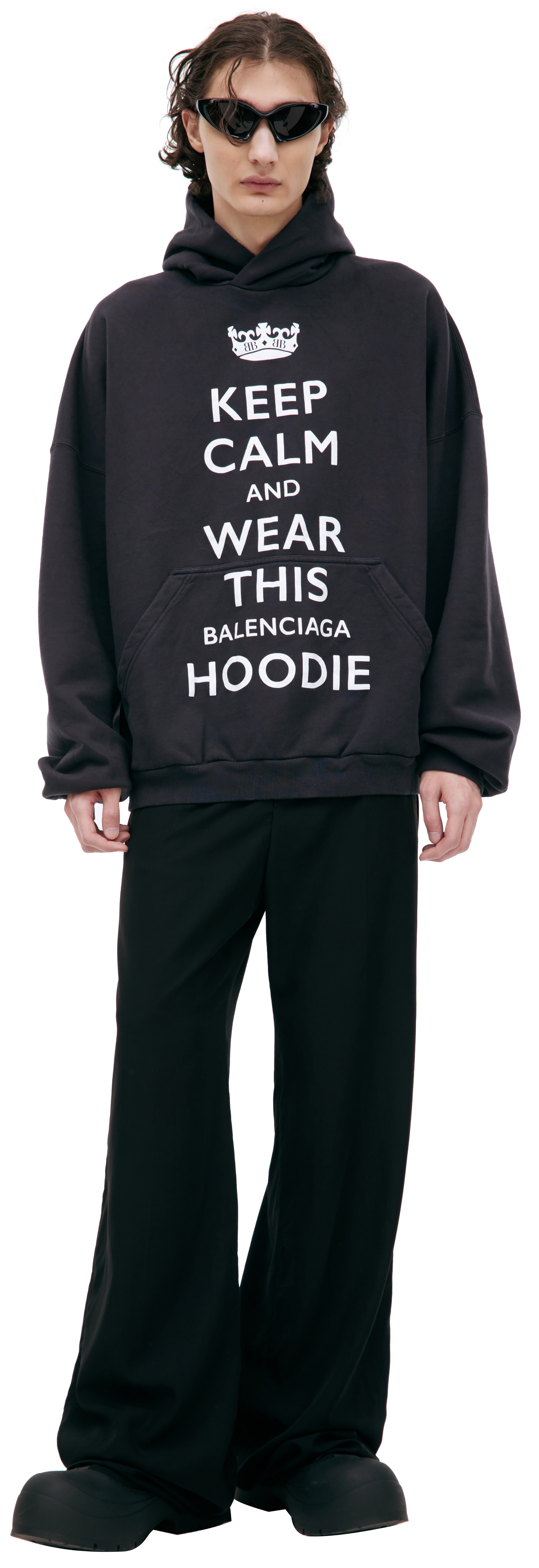 BLACK 'KEEP CALM' HOODIE - 1