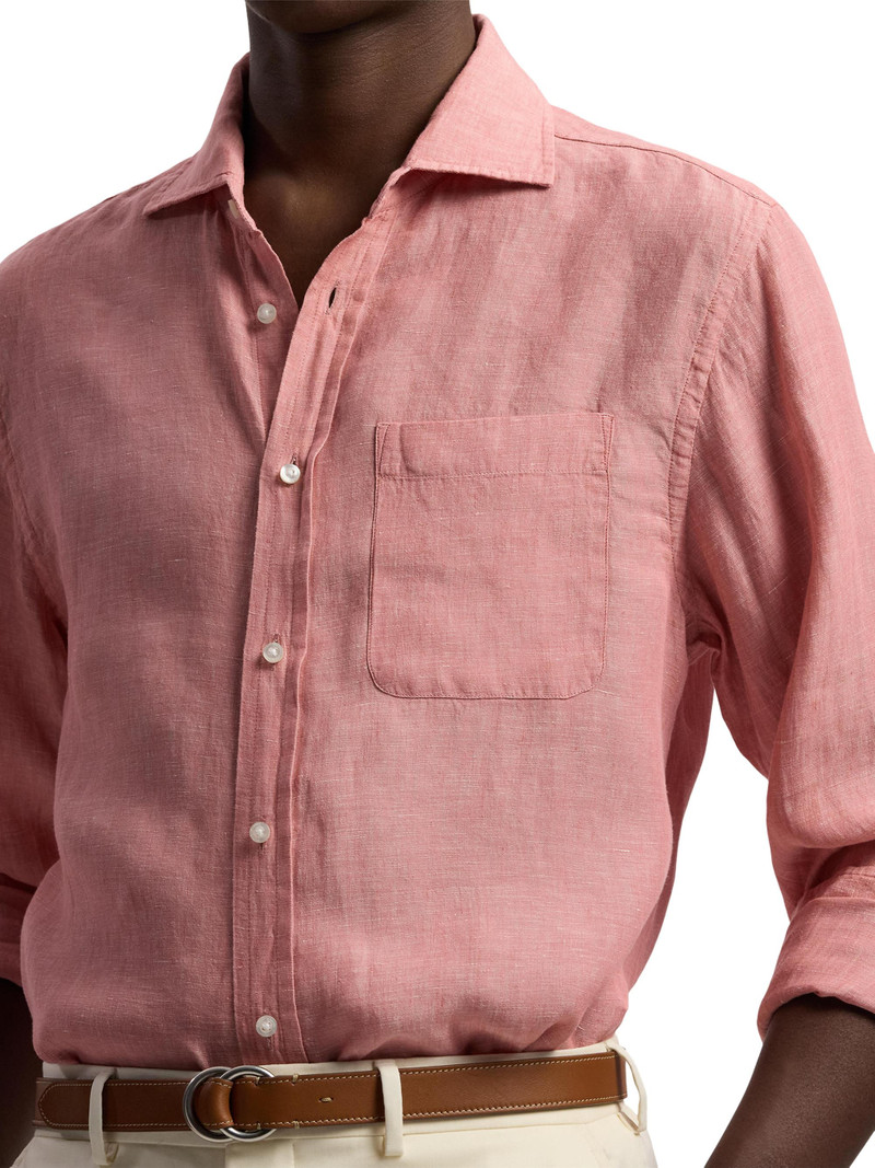 Men's Linen Chambray Shirt - Raspberry 6