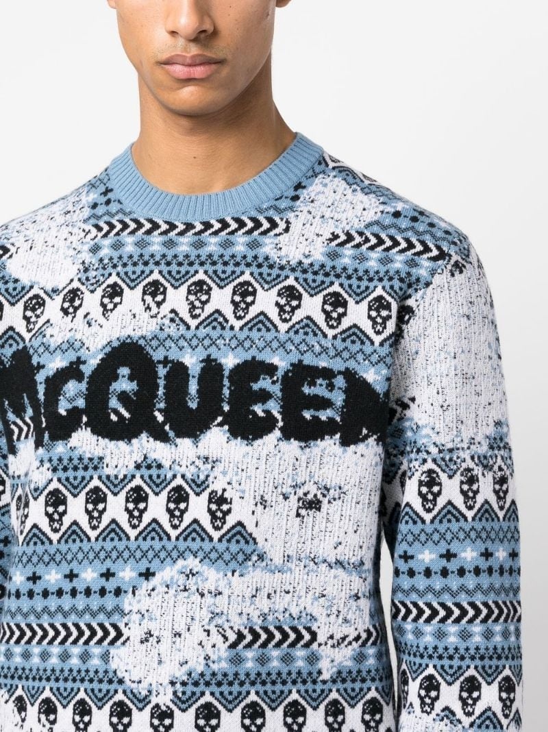 graffiti-logo Fair Isle knit jumper - 5