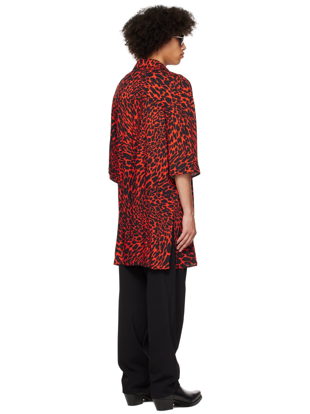 Red & Black Psychedelic Leopard Shirt - 3
