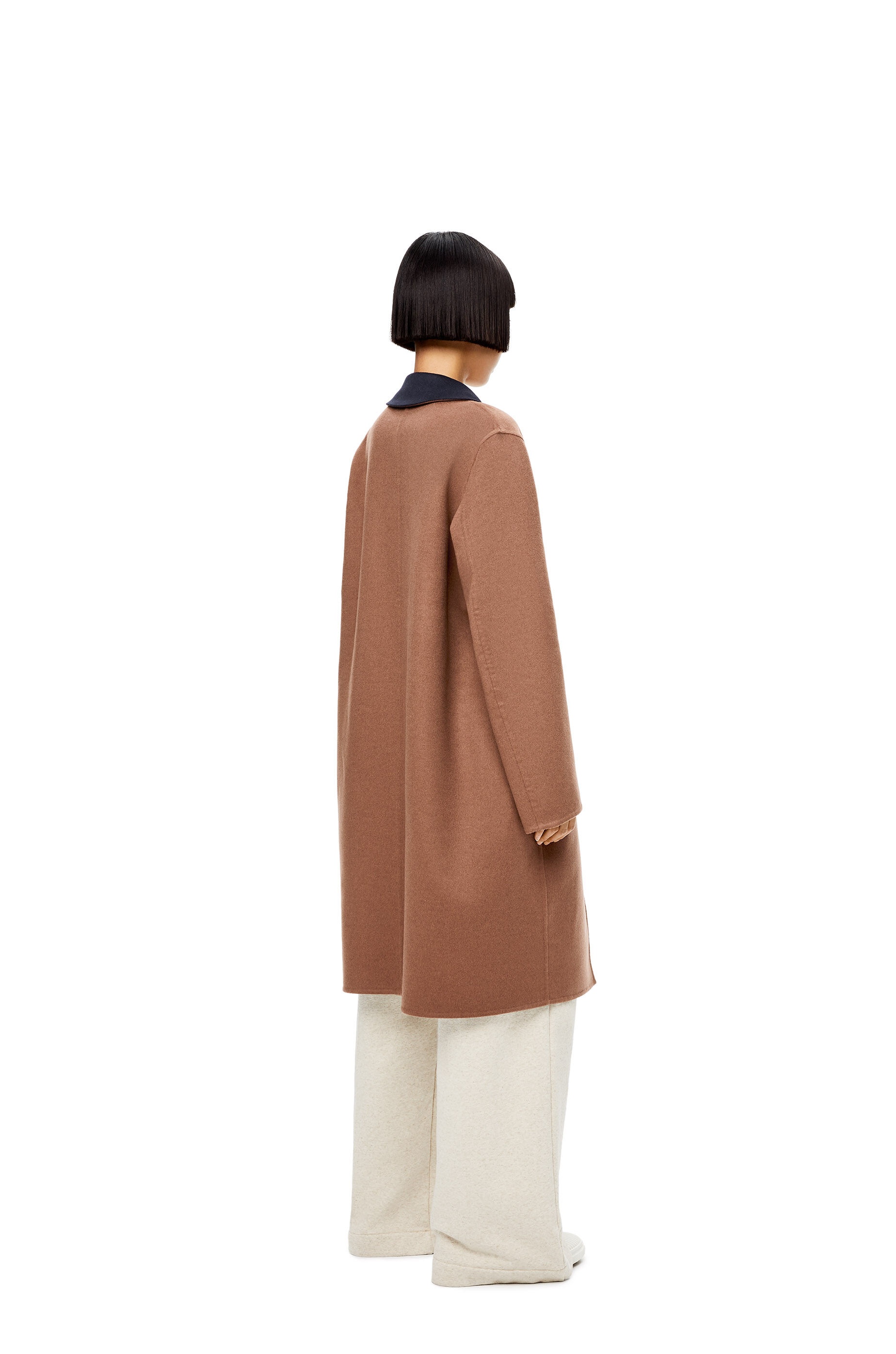 Anagram bi-colour coat in wool and cashmere - 4
