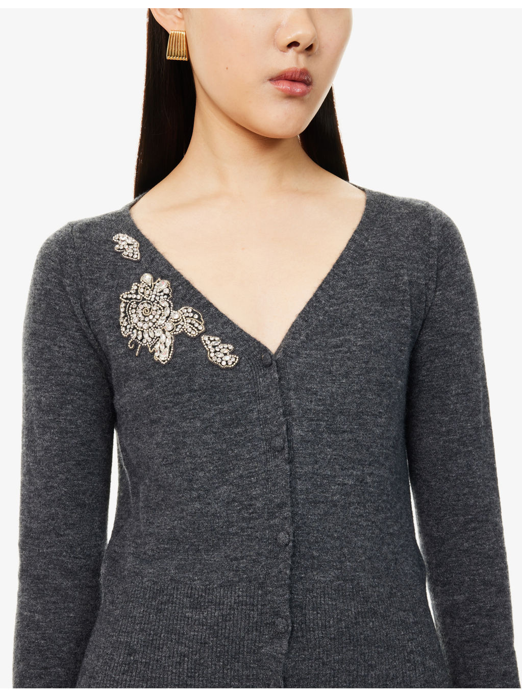 Embellished Technical-Blend Cropped Knitted Cardigan - 5