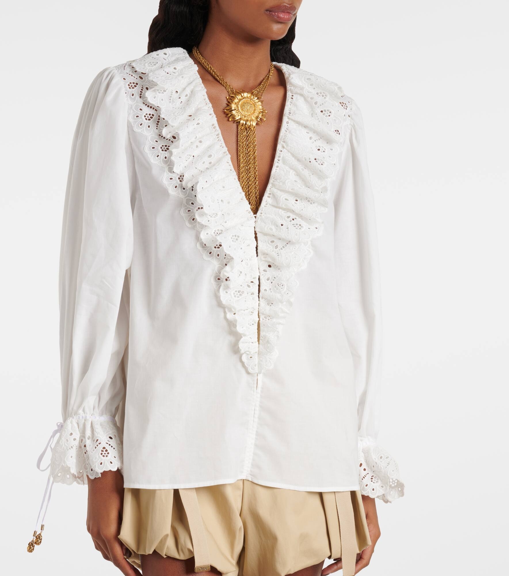 Broderie anglaise cotton top - 7