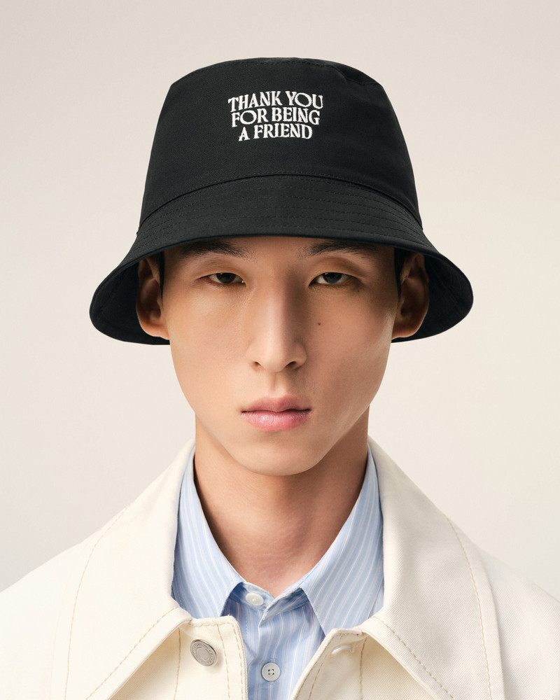 AMI Paris BLACK COTTON THANK YOU FOR BEING A FRIEND EMBROIDERY HAT outlook