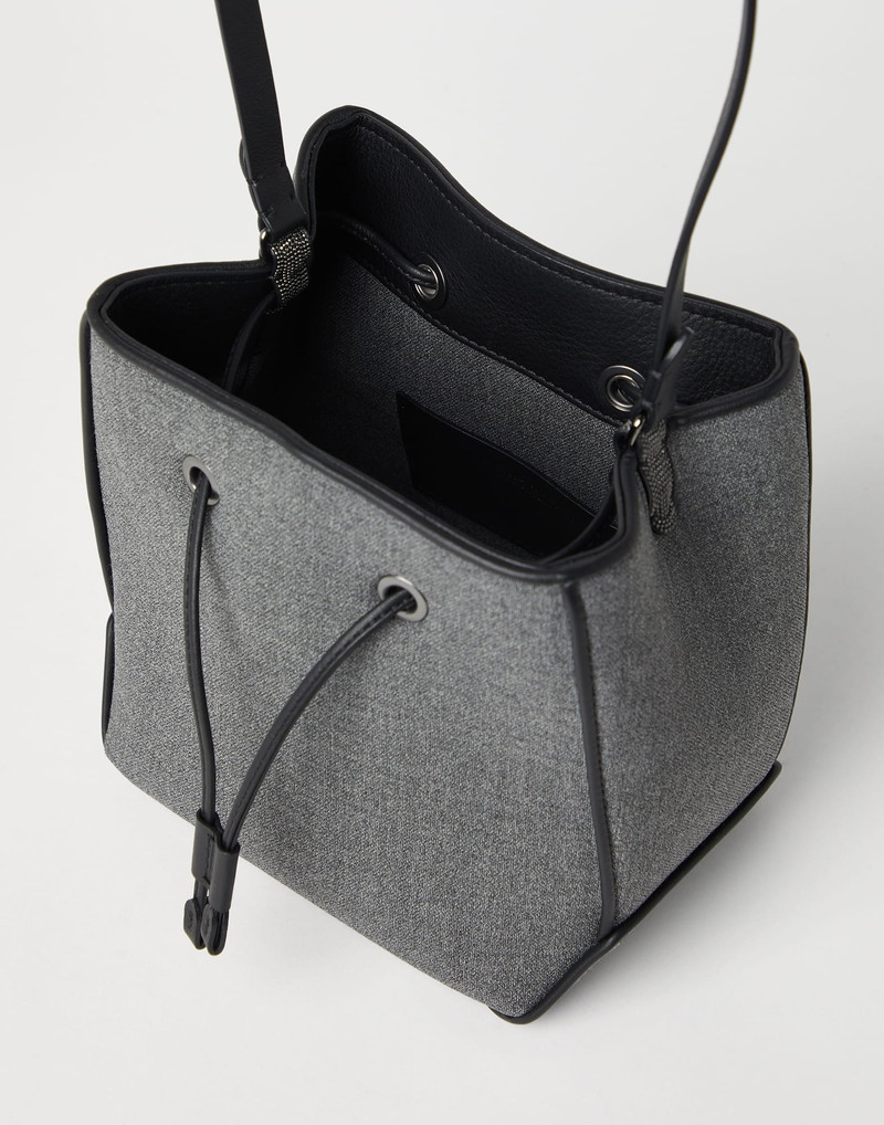 Virgin wool canvas bucket bag with monili 5