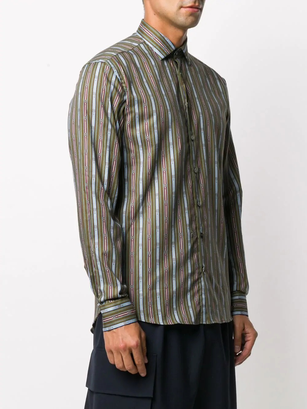 Striped Scarf-print cotton shirt - 3