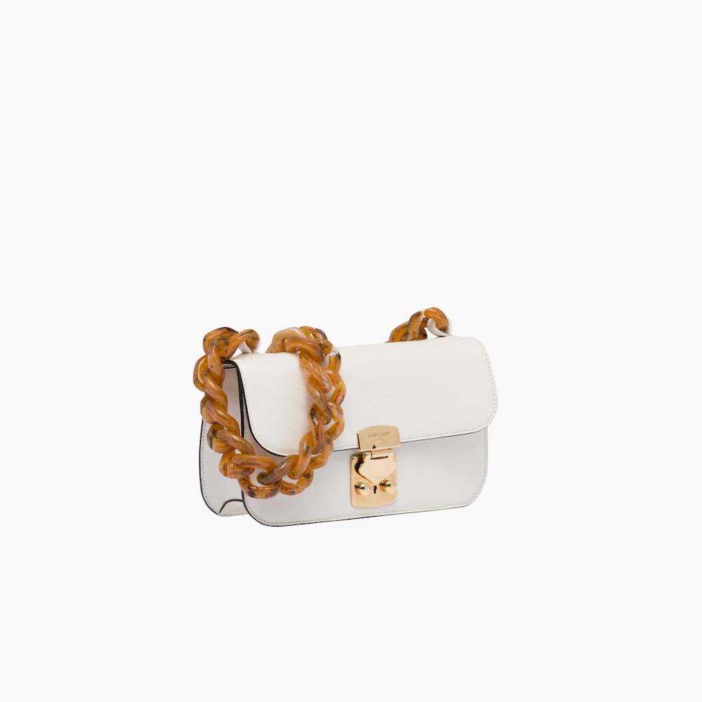 Madras leather shoulder bag with chain - 2