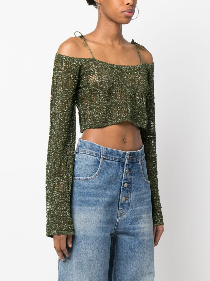 off-shoulder macramé crop top 3