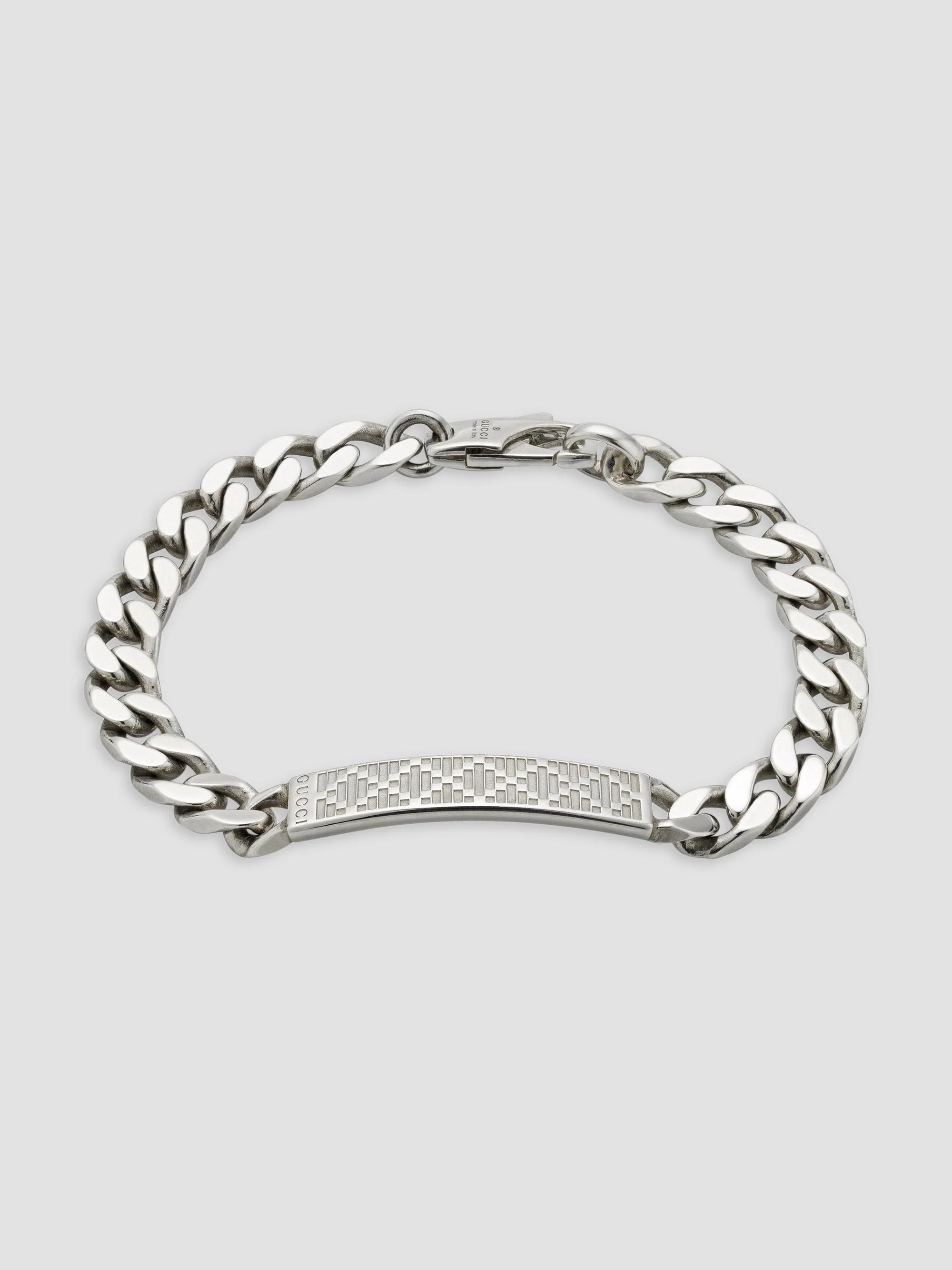 Men's Sterling Silver & Diamante Bracelet - Silver - 1