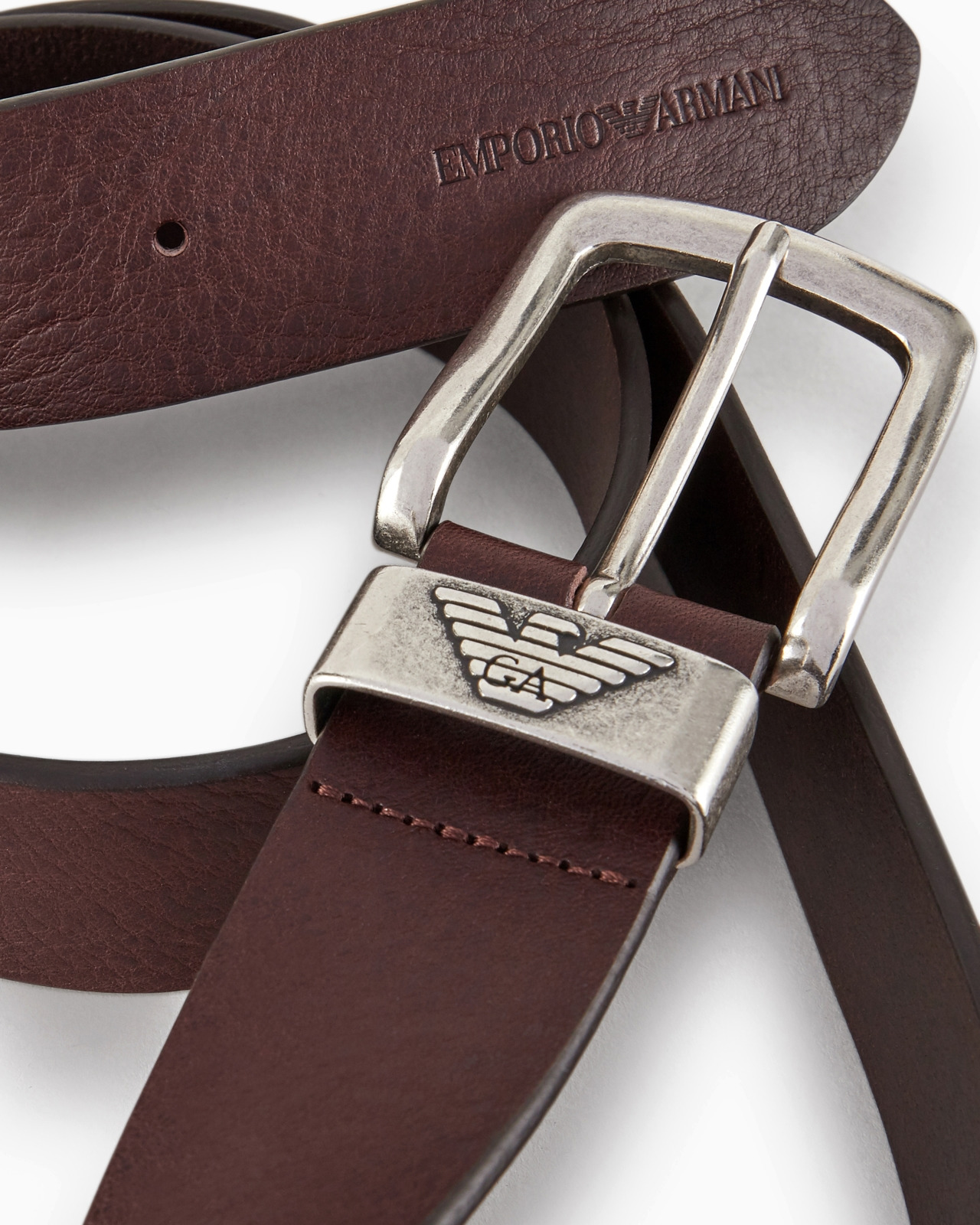 Leather belt with logo buckle - 2