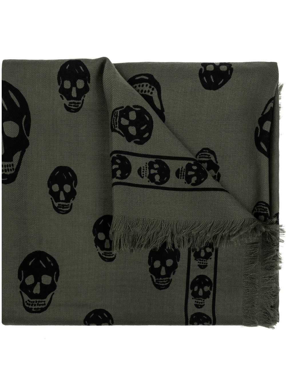 skull-print wool scarf - 1