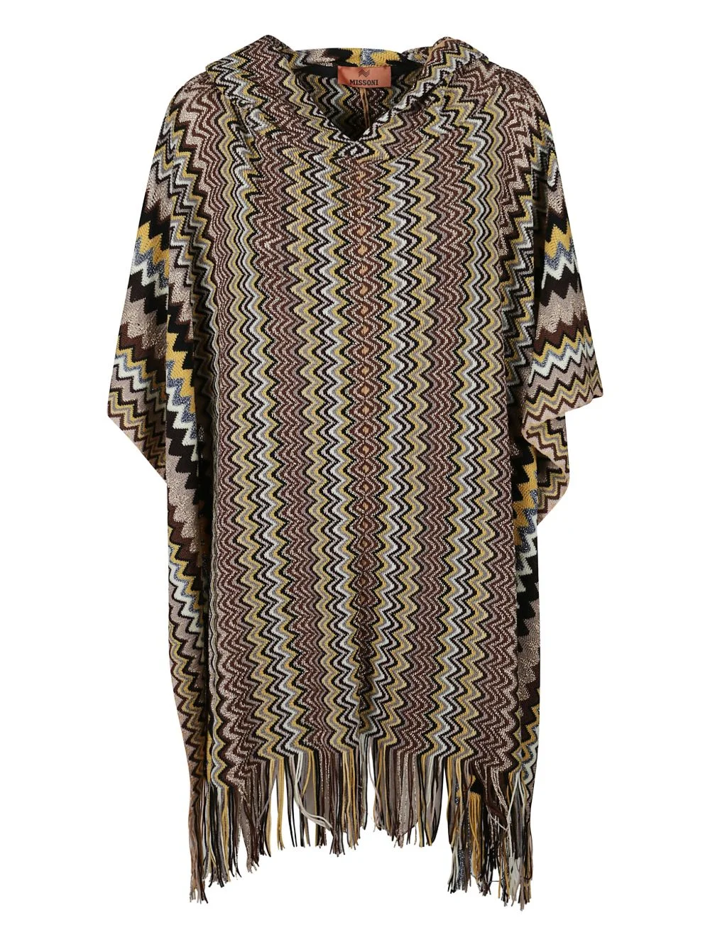 hooded fringed poncho - 1