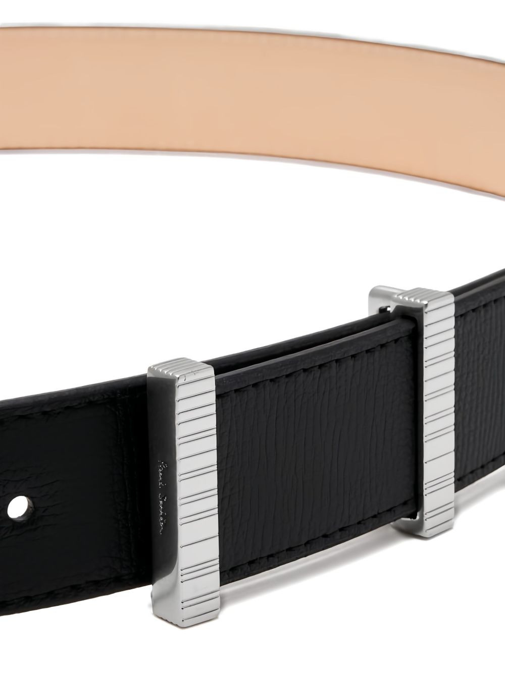 ribbed-buckle leather belt - 3