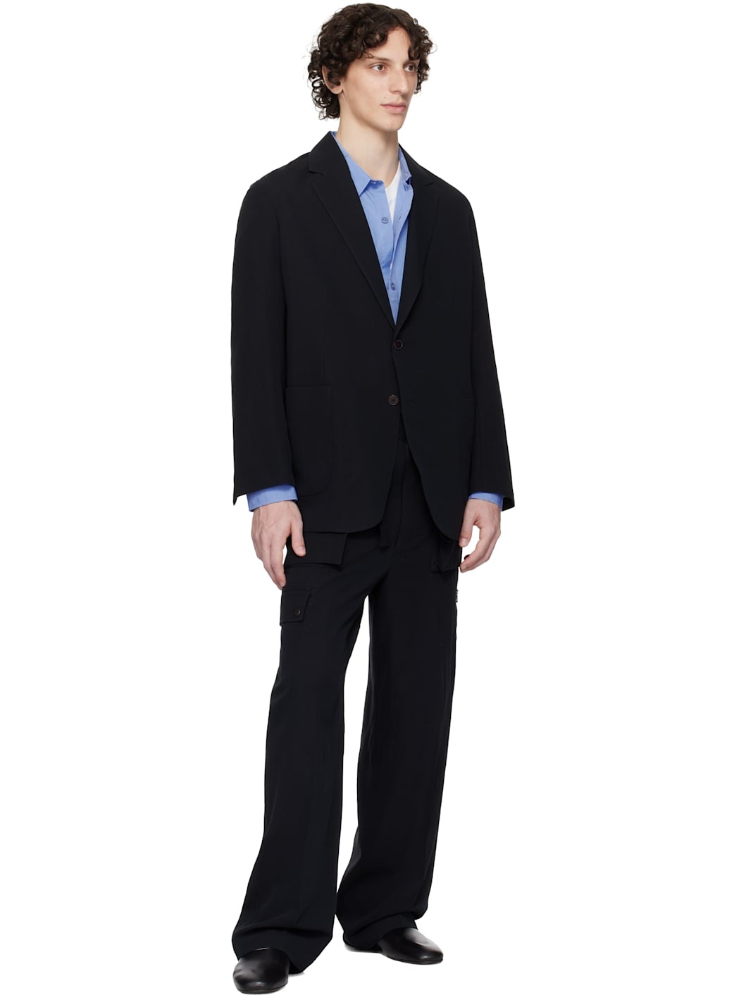 Black Light Cotton Wool Viyella Cargo Pants - 4