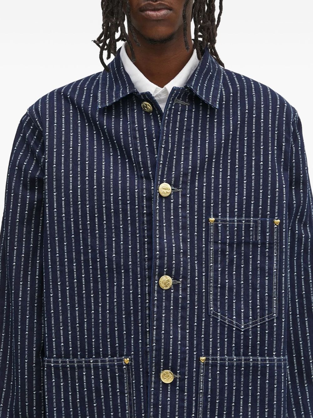 pinstripe denim jacket - 5