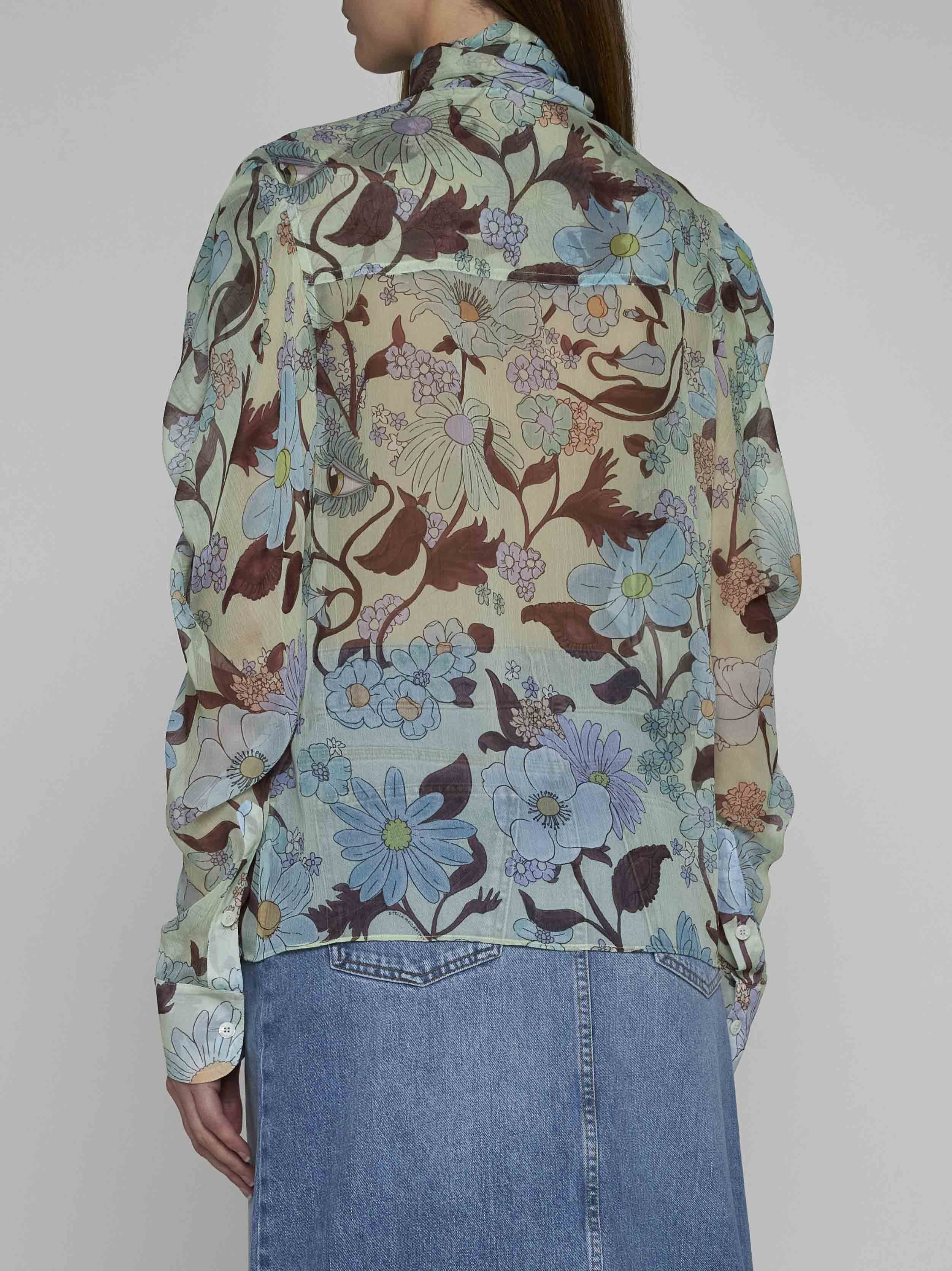 Floral print silk shirt - 4