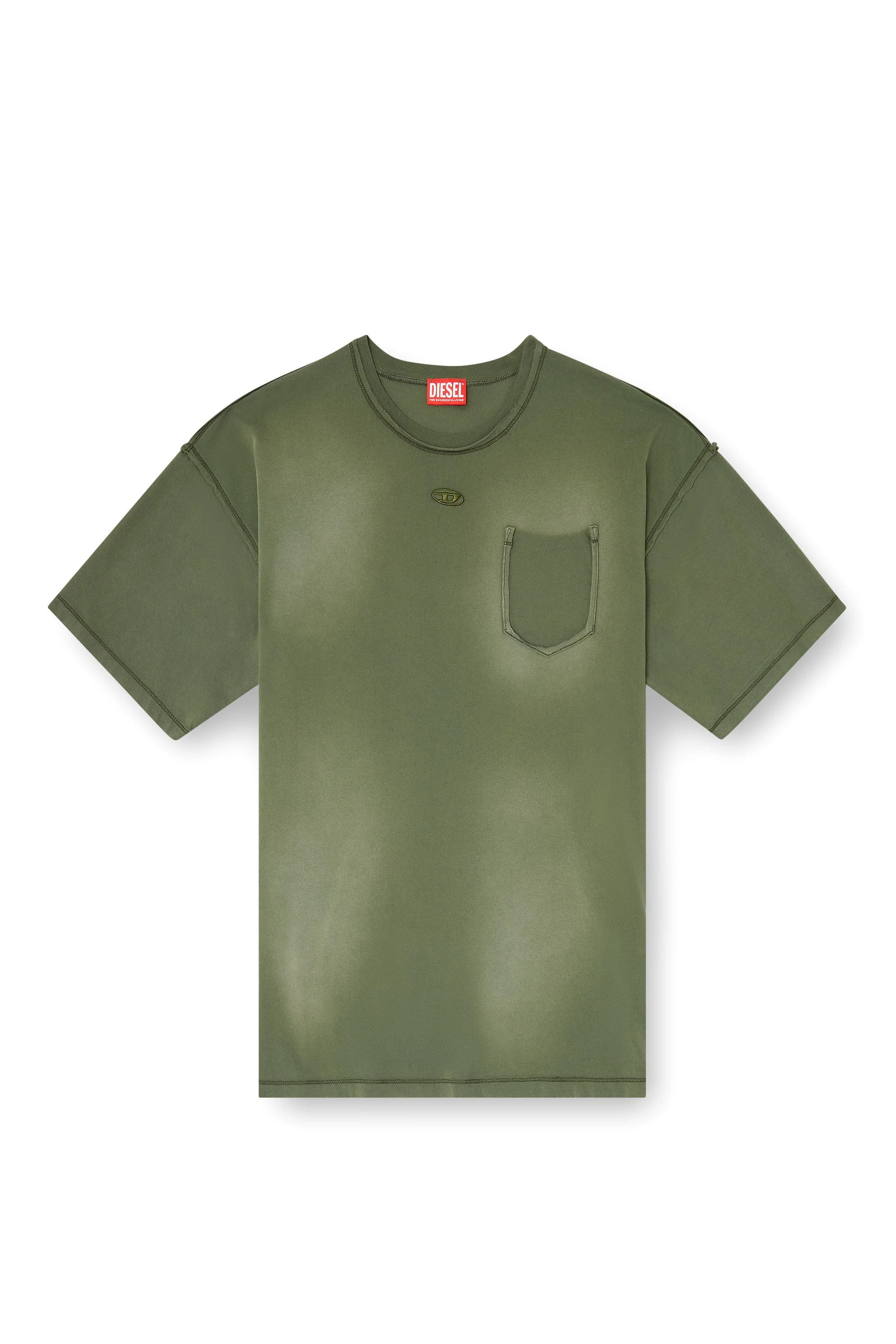 FADED T-SHIRT WITH RIPPED POCKET DETAIL - 1
