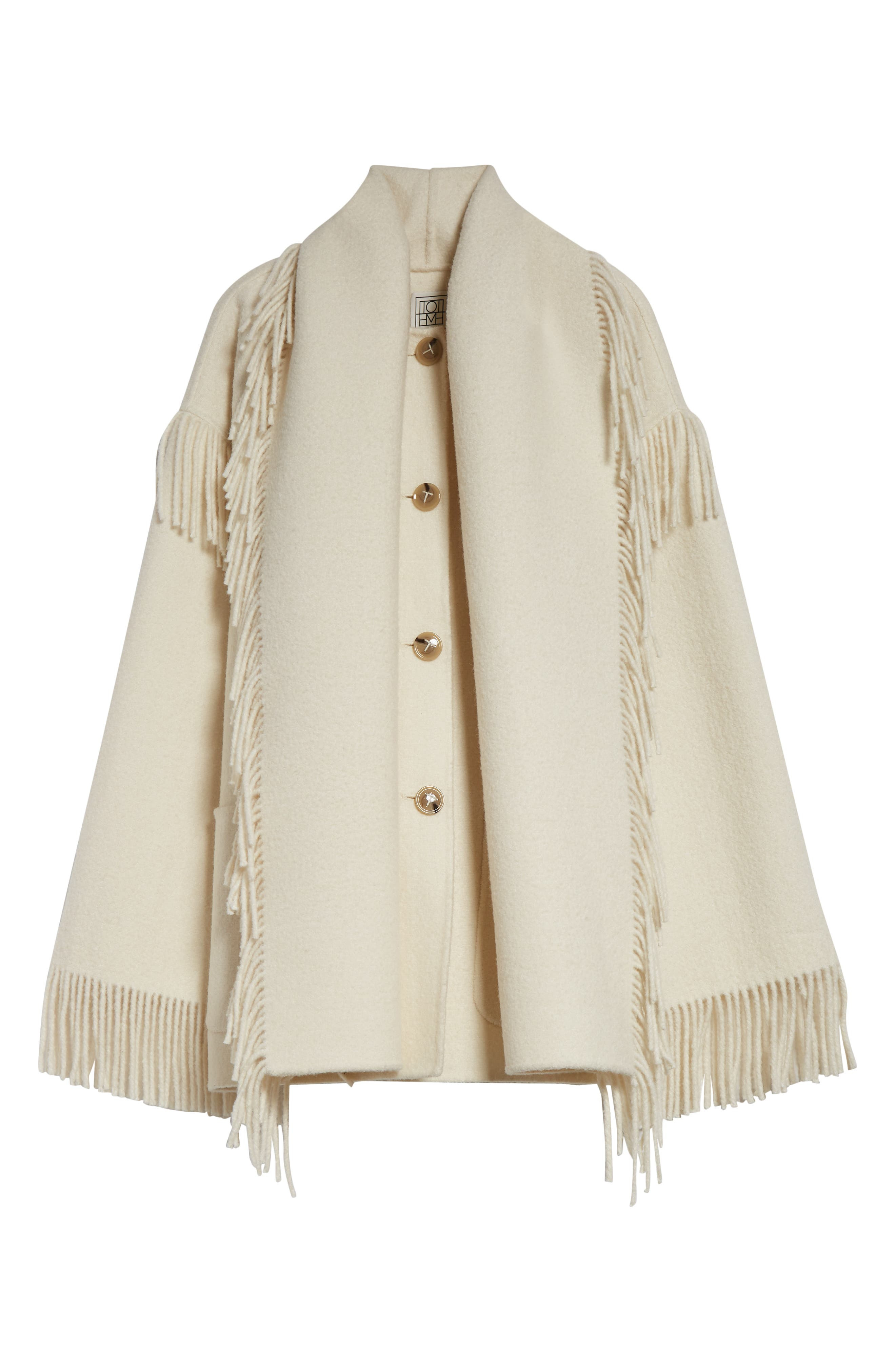 TOTEME Double Face Wool Blend Scarf Jacket in Winter White at Nordstrom - 7