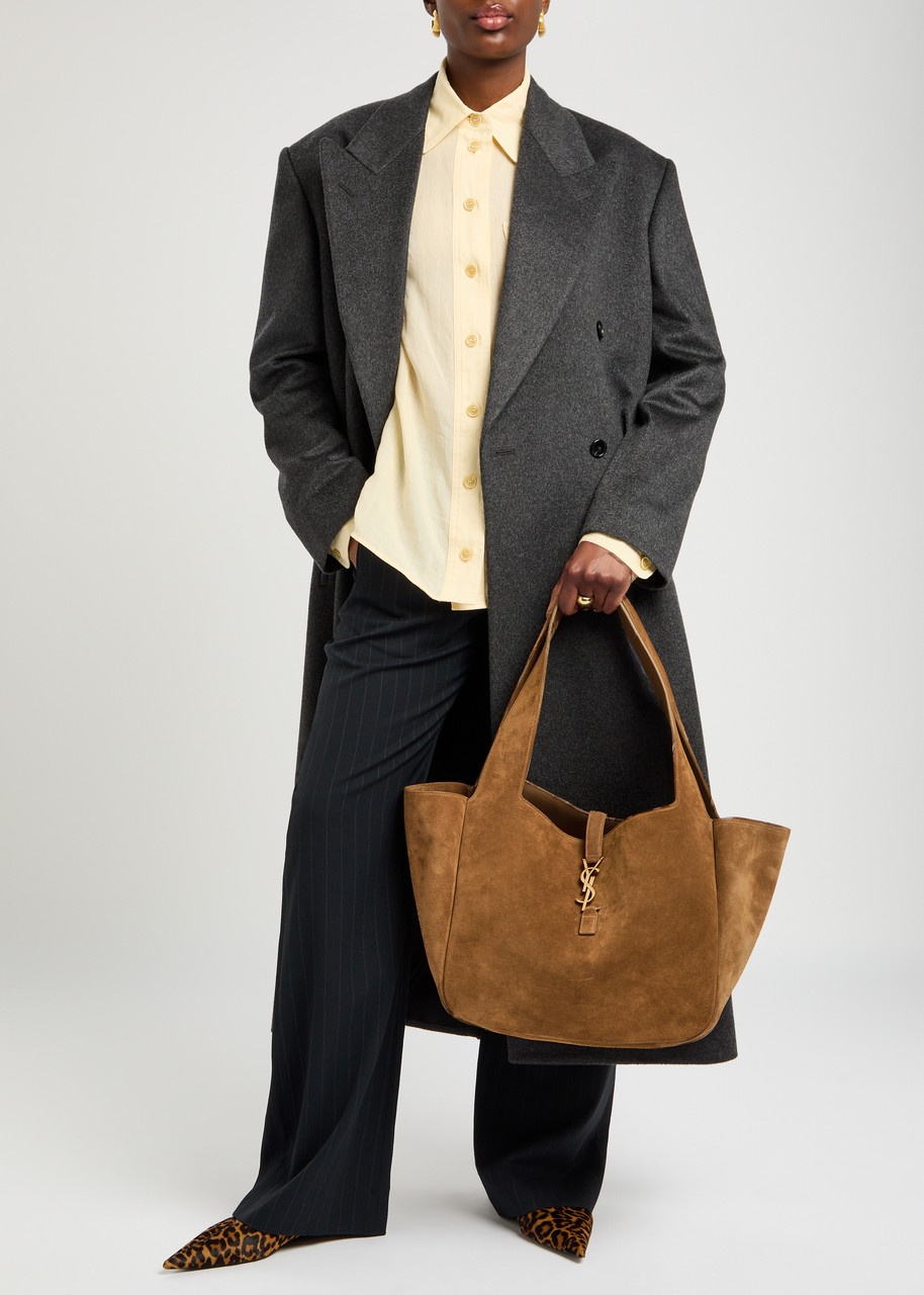 Saint Laurent Logo Suede Cabas Tote - 5
