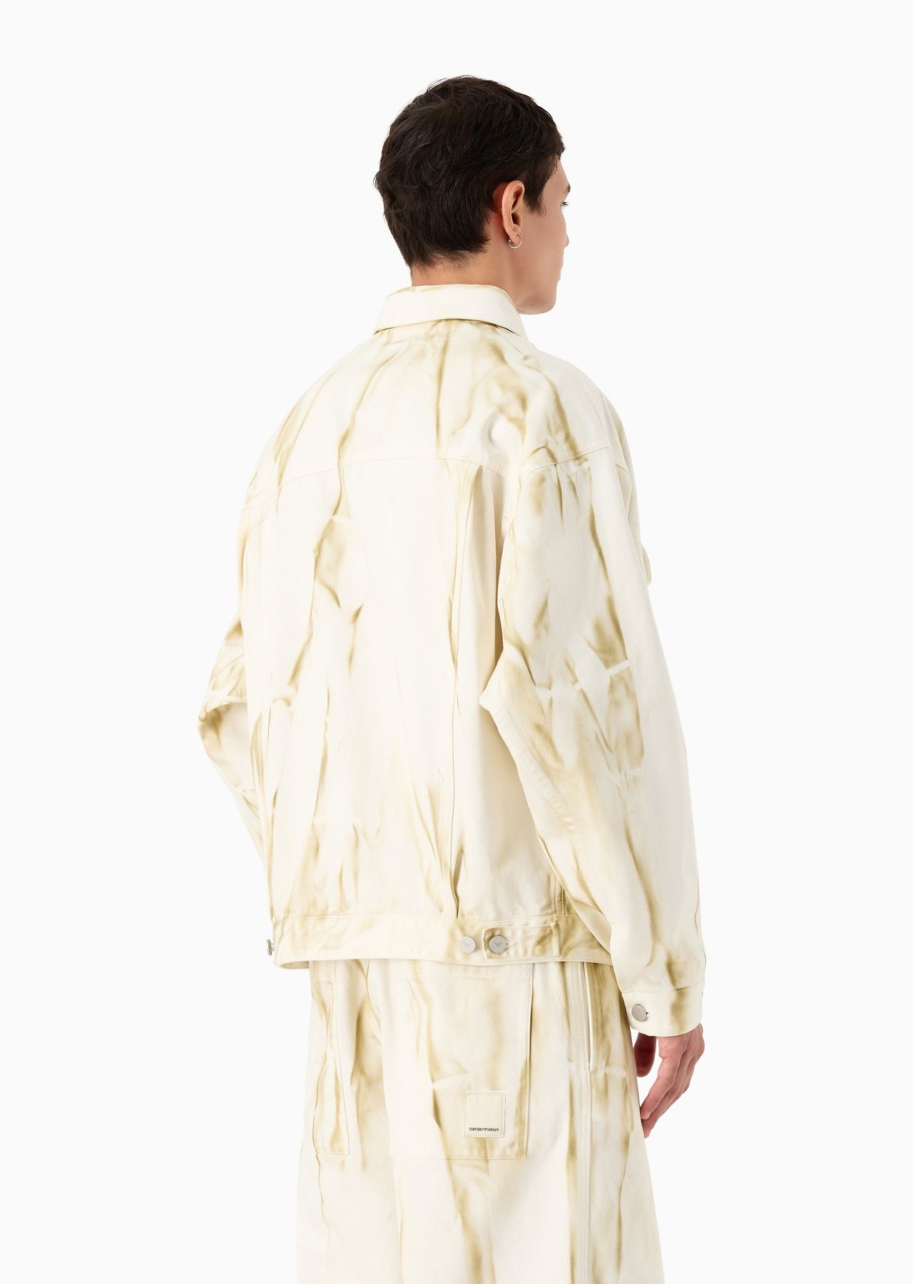 Emporio Armani Sustainability Values Capsule Collection organic drill blouson with streaks - 3