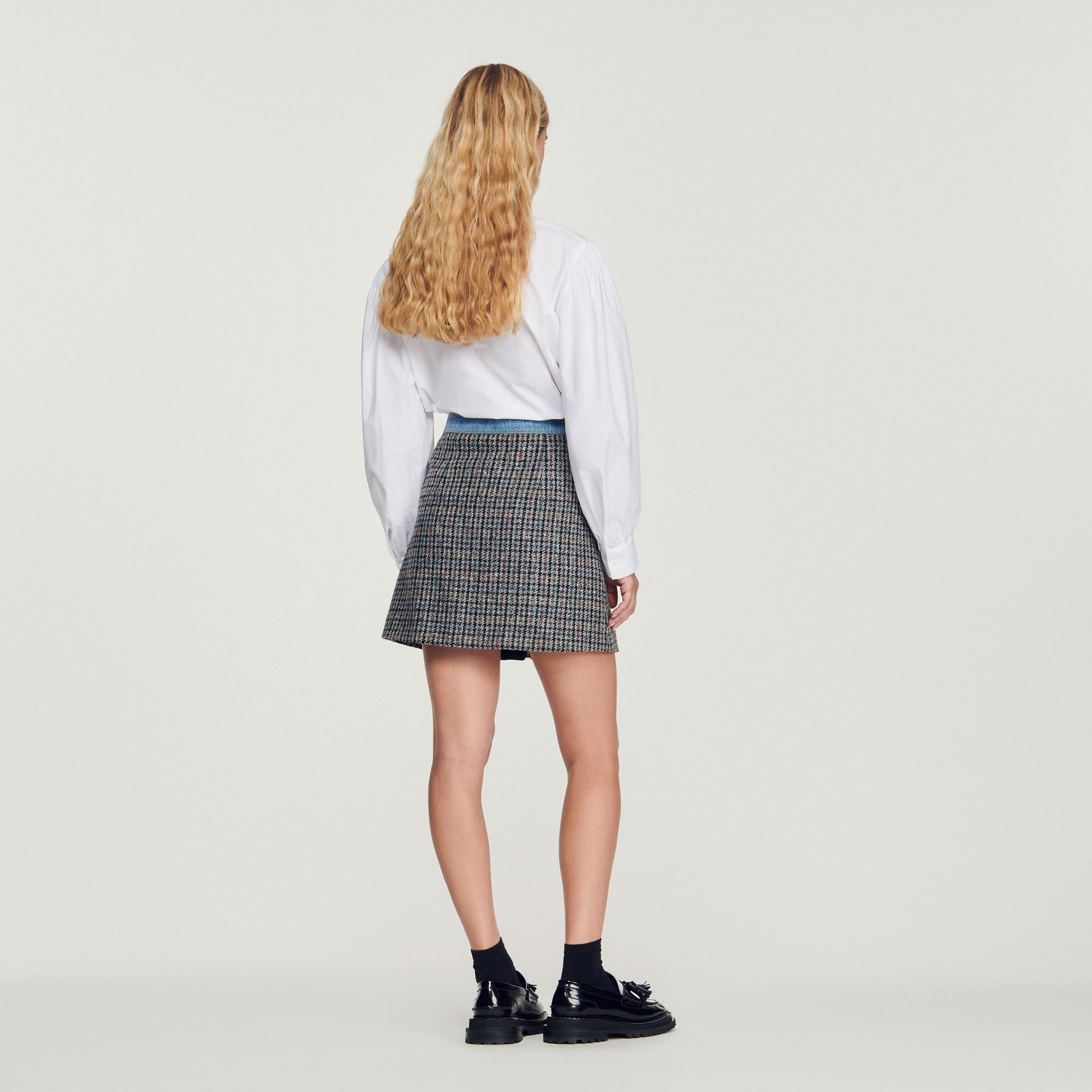 Short tweed and denim skirt - 6