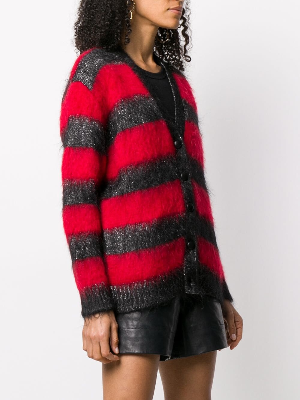 striped lurex detail cardigan - 3