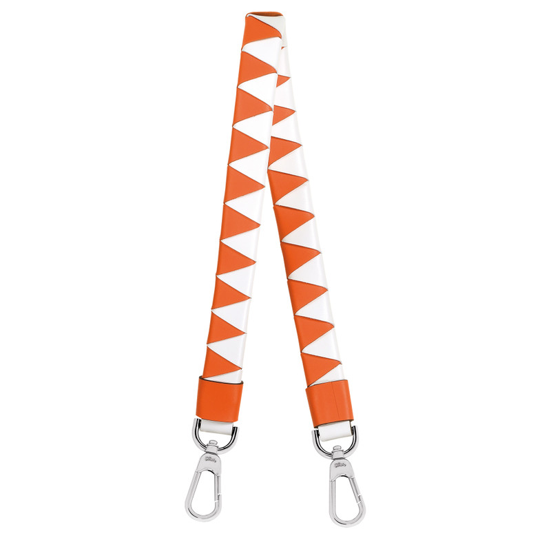 Le Foulonné Shoulder strap Orange/White - Leather 1