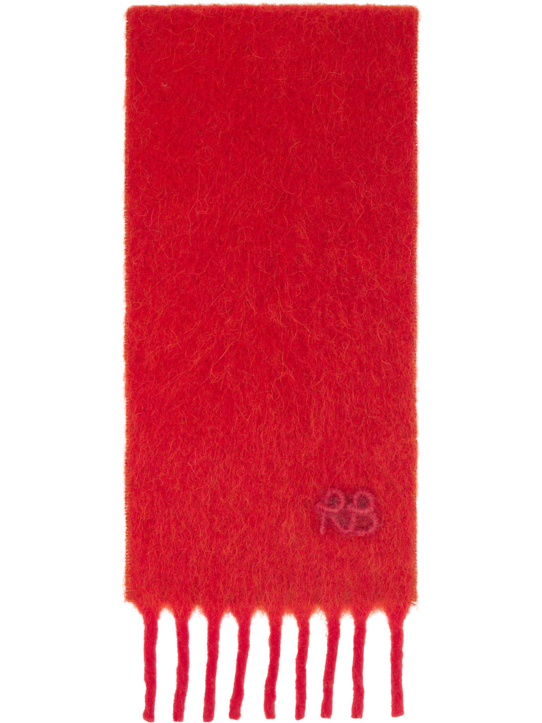 Red Fringed Alpaca-Blend Mid Scarf - 1