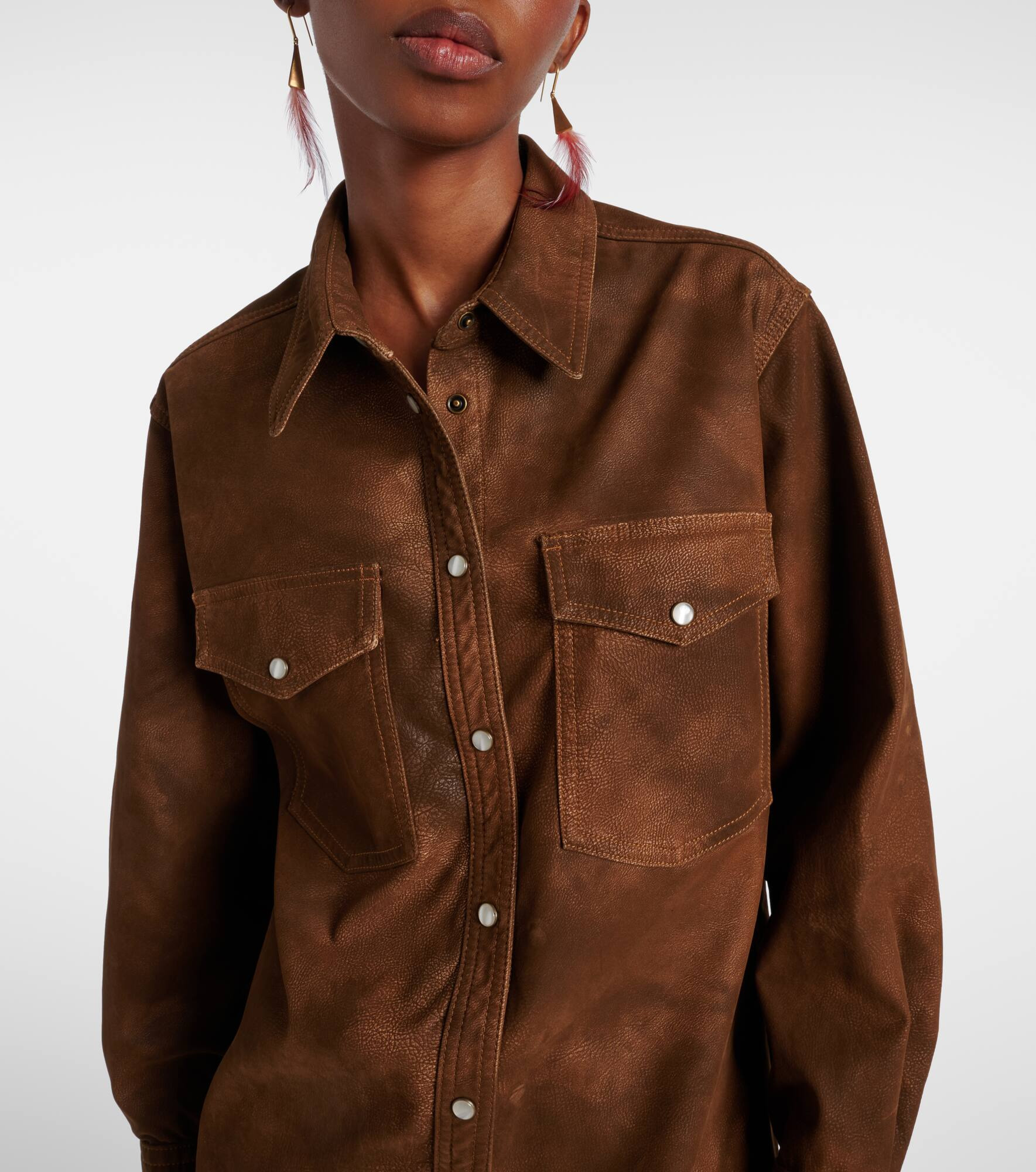 Karima faux leather overshirt - 4