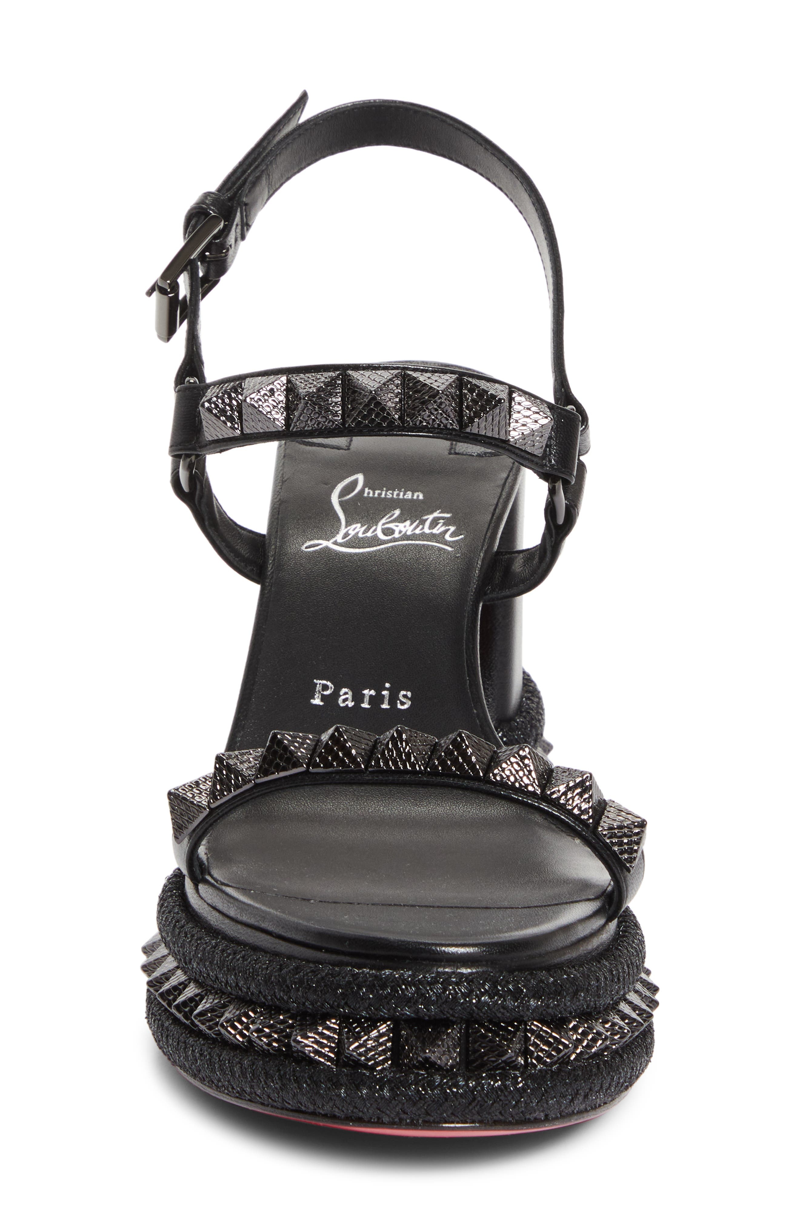 Christian Louboutin Superaclou Espadrille Sandal in Black/Lin Black at Nordstrom - 4
