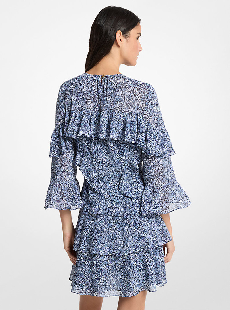 MICHAEL KORS Floral Print Georgette Ruffle Mini Dress outlook