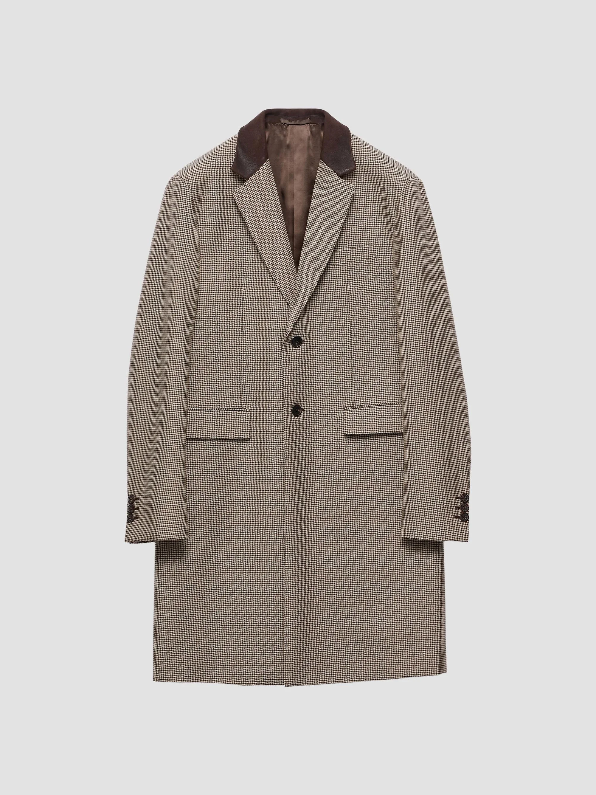 Men's Single-Breasted Mohair Wool Coat - Brown - 1