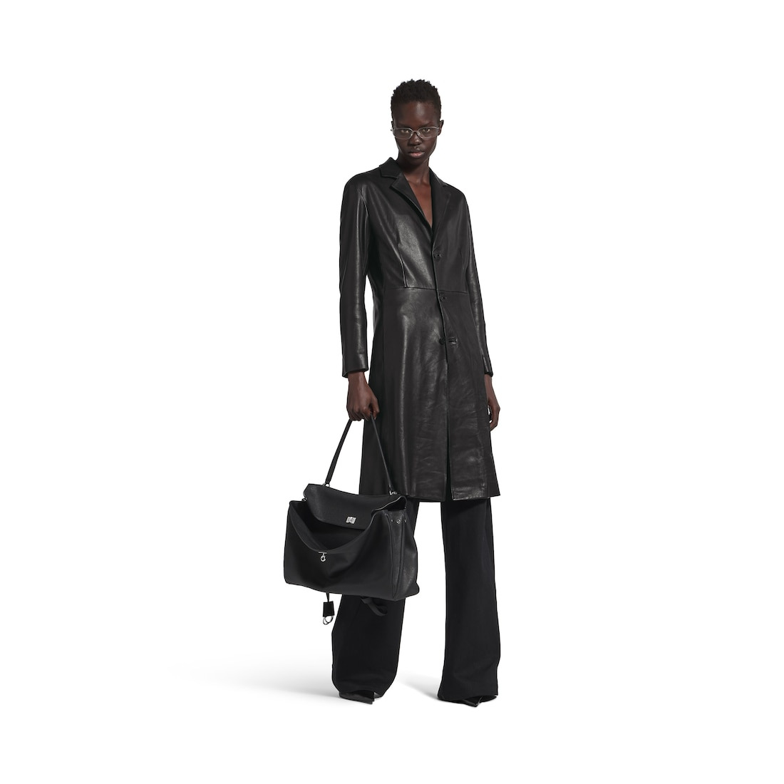 Women's Fitted Coat in Black - 2