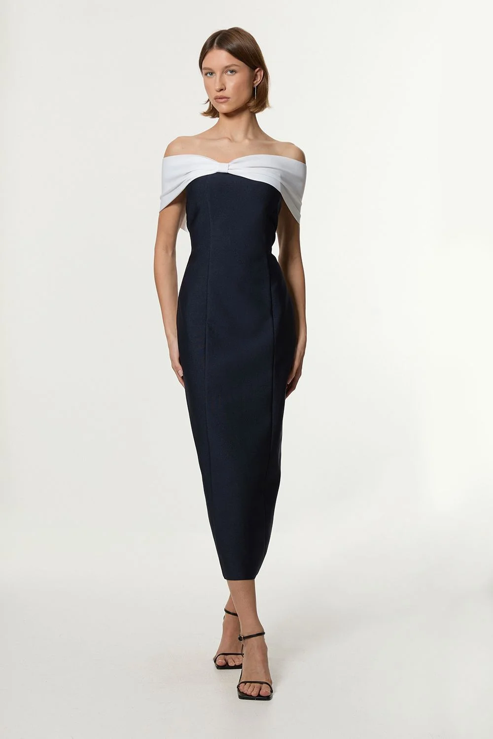 Bandage Bandeau Contrast Knitted Midi Dress - 1