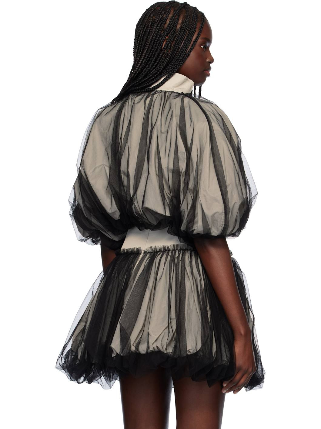 Gray Tiny Tulle Bomber Jacket - 3