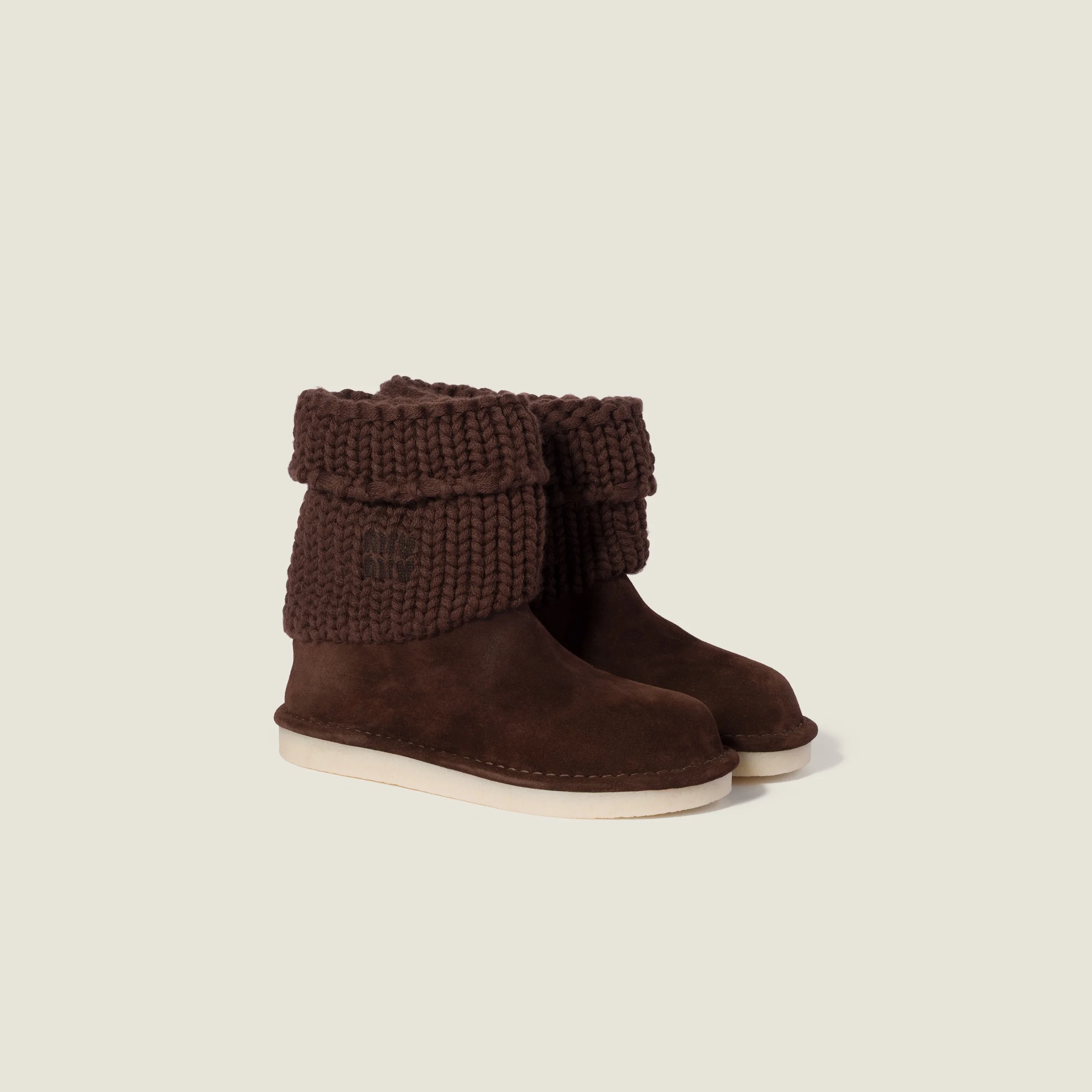 Suede and knit booties - 1