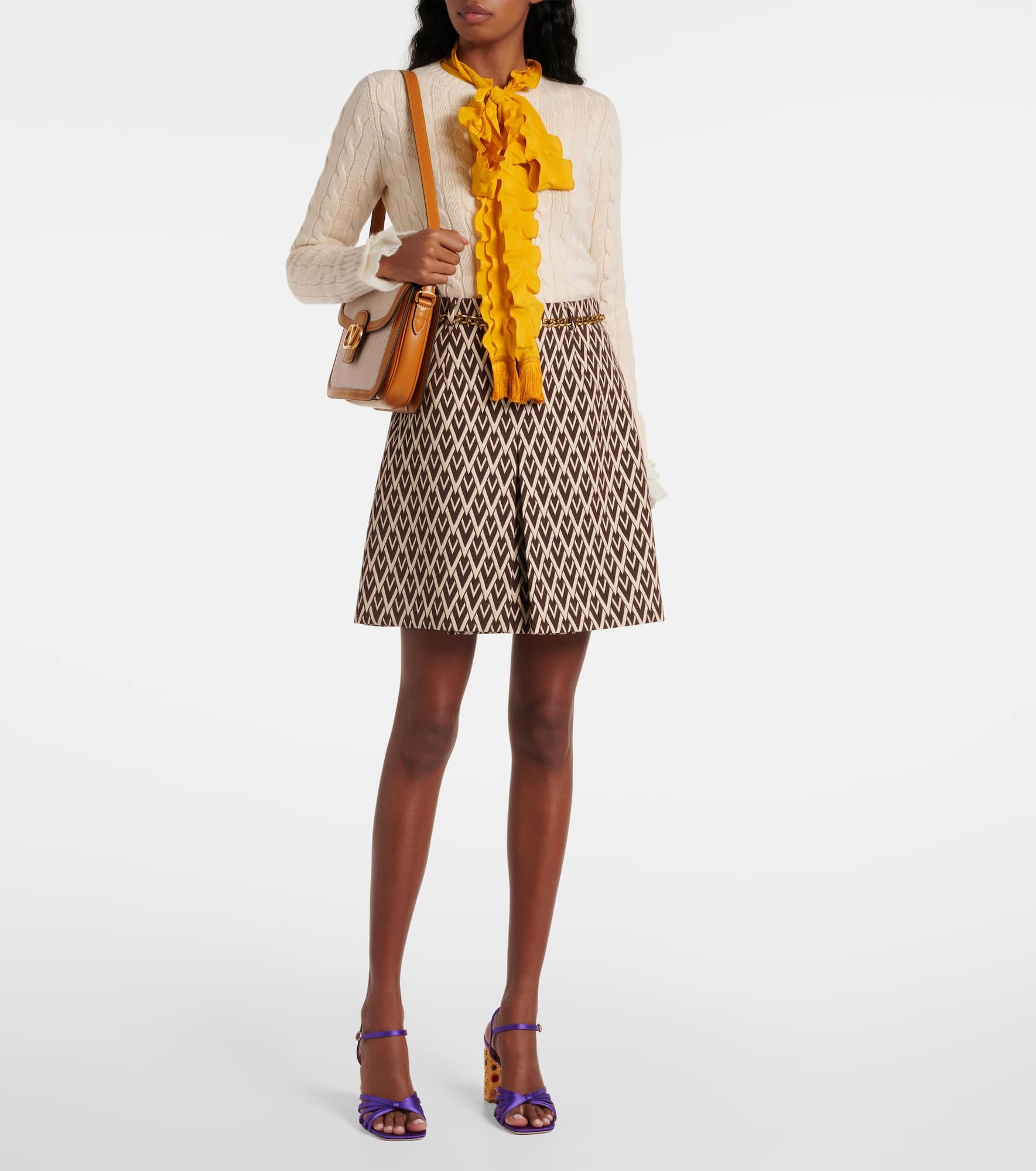 Toute La V wool jacquard miniskirt - 2