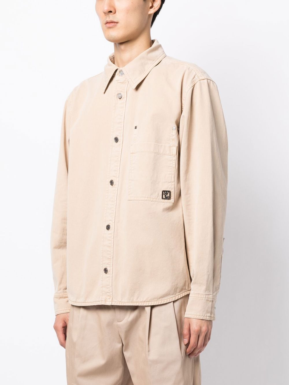 logo-plaque cotton shirt - 3