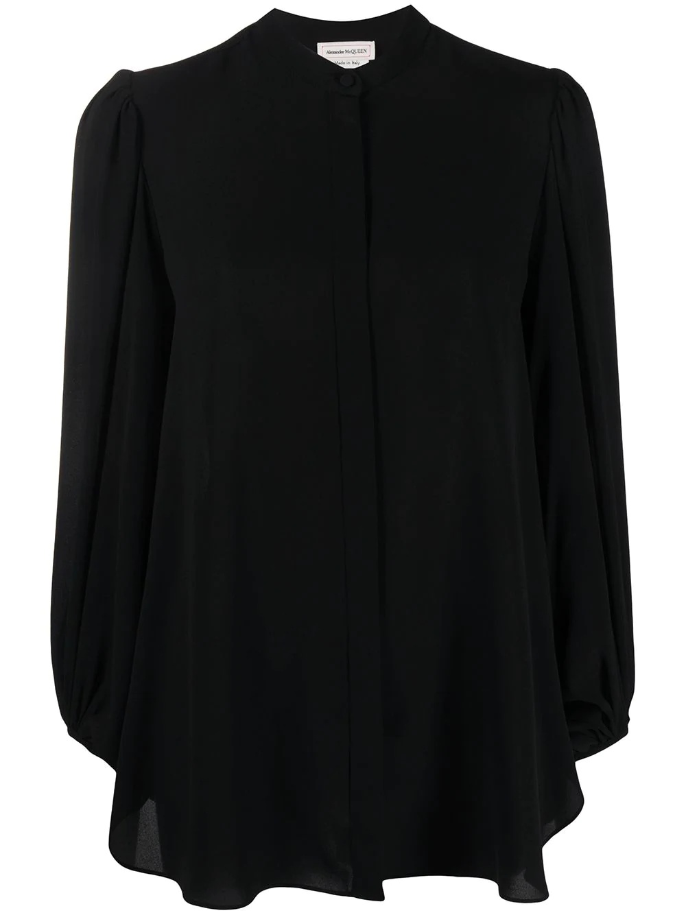 draped sleeves buttoned blouse - 1