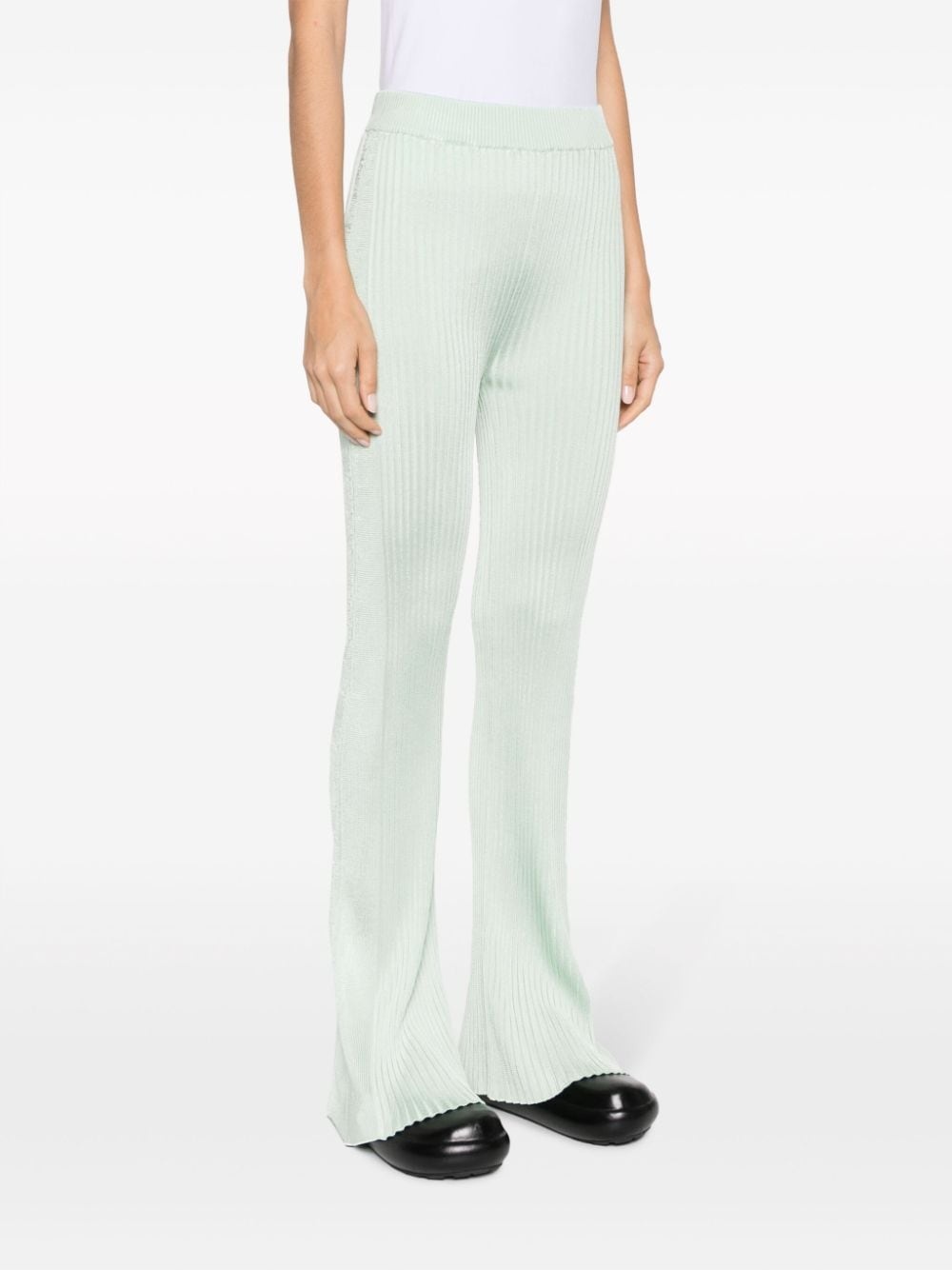 fully-pleated flared-leg trousers - 3