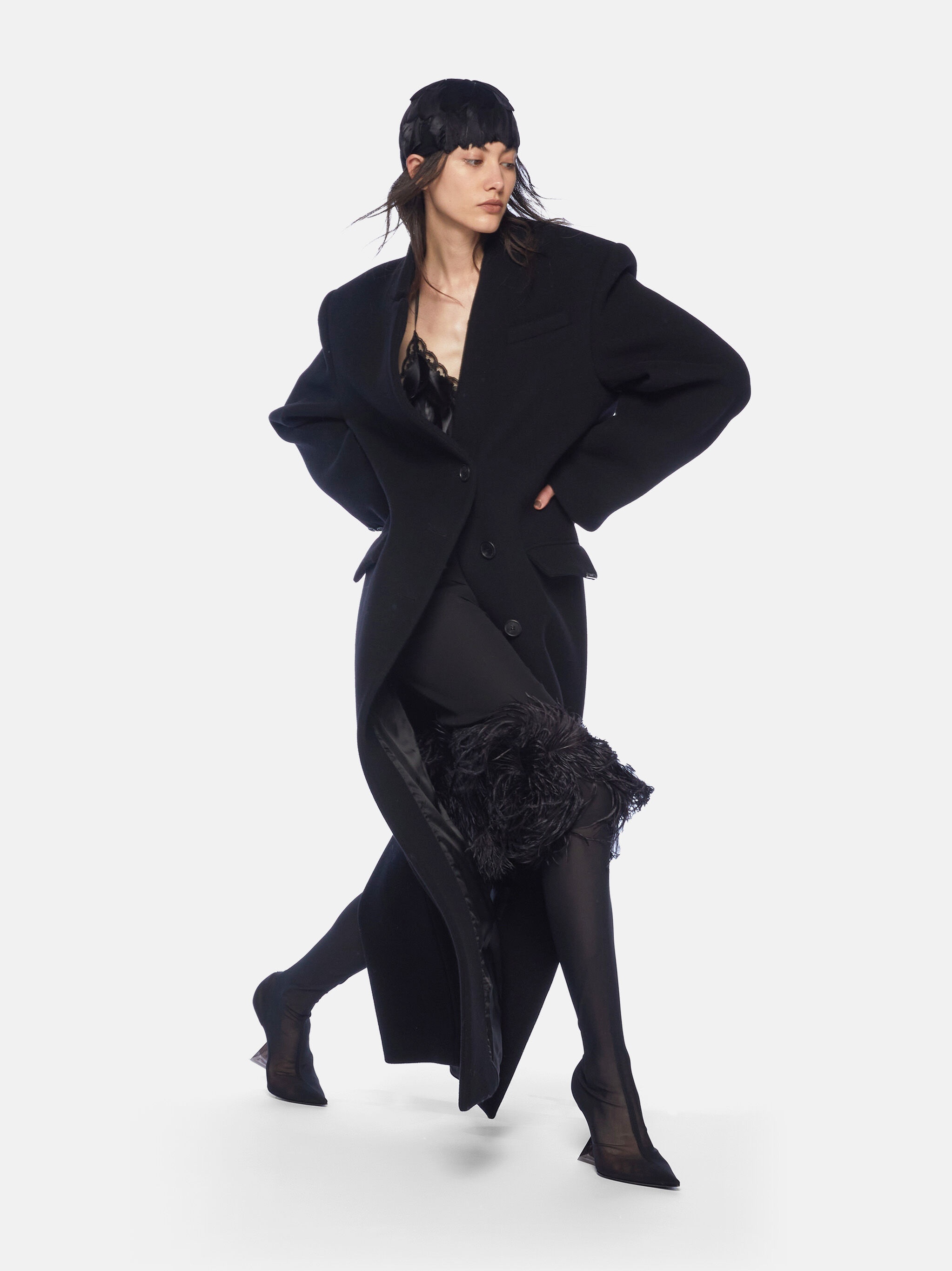BLACK LONG COAT - 4