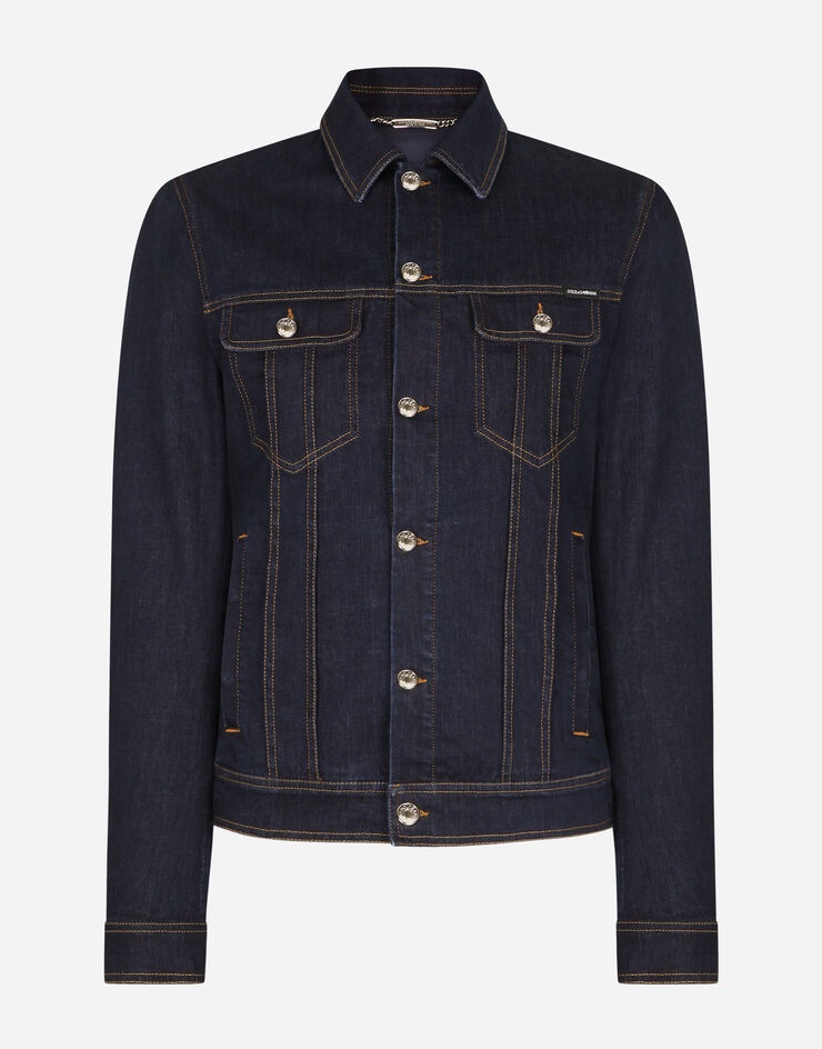 Blue stretch denim jacket with DG logo - 3