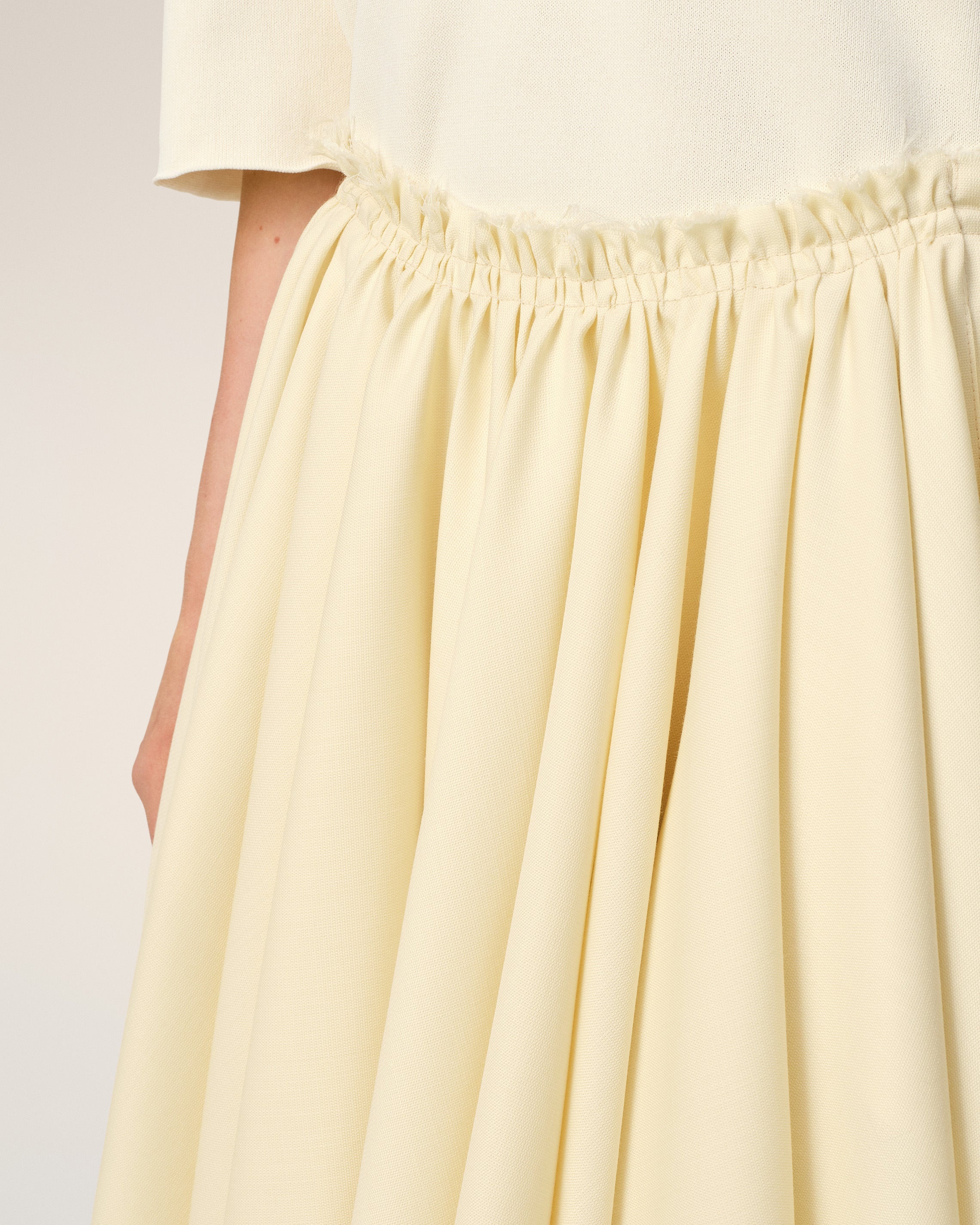 YELLOW WOOL SKIRT WITH GODETS - 5