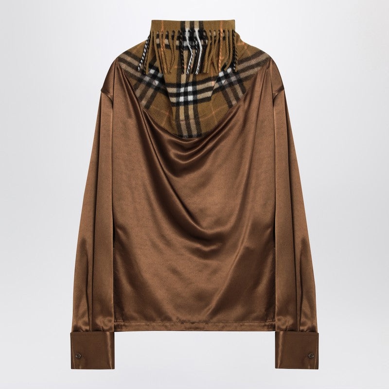 Burberry Satin Shirt With Check Panel Women - 1